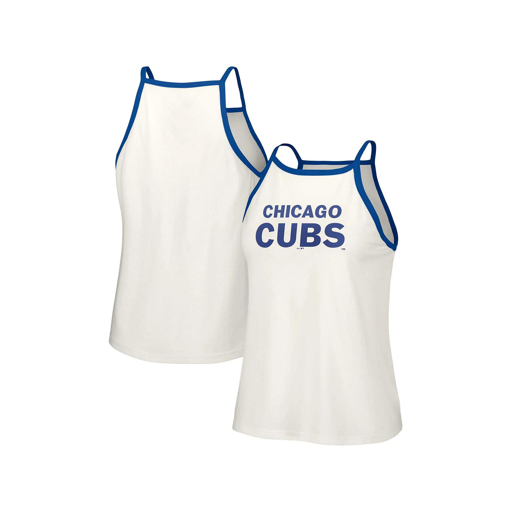 Women's Lusso Style  White Chicago Cubs Nadine Halter Tank Top, Size: Large Product Image