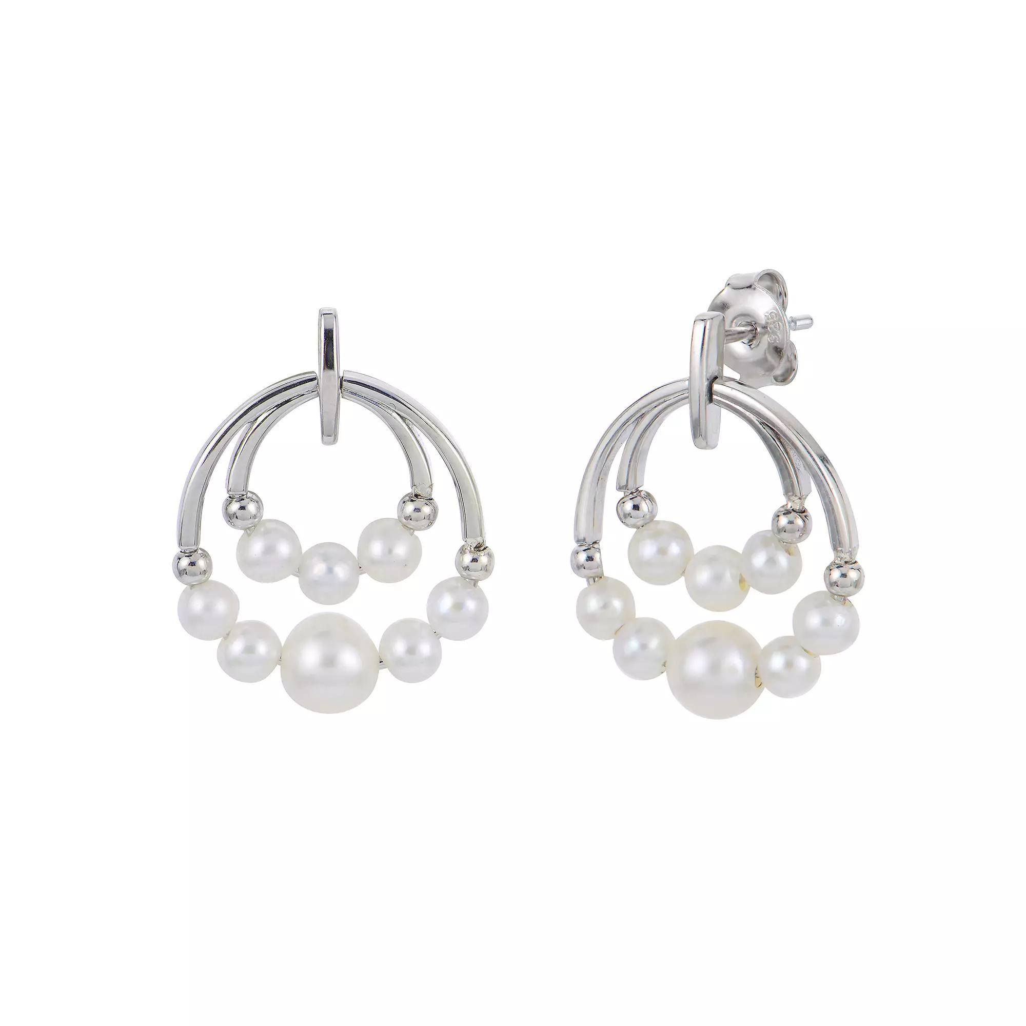 PearLustre by Imperial Sterling Silver Freshwater Cultured Pearl Double Circle Earrings, Women's Product Image