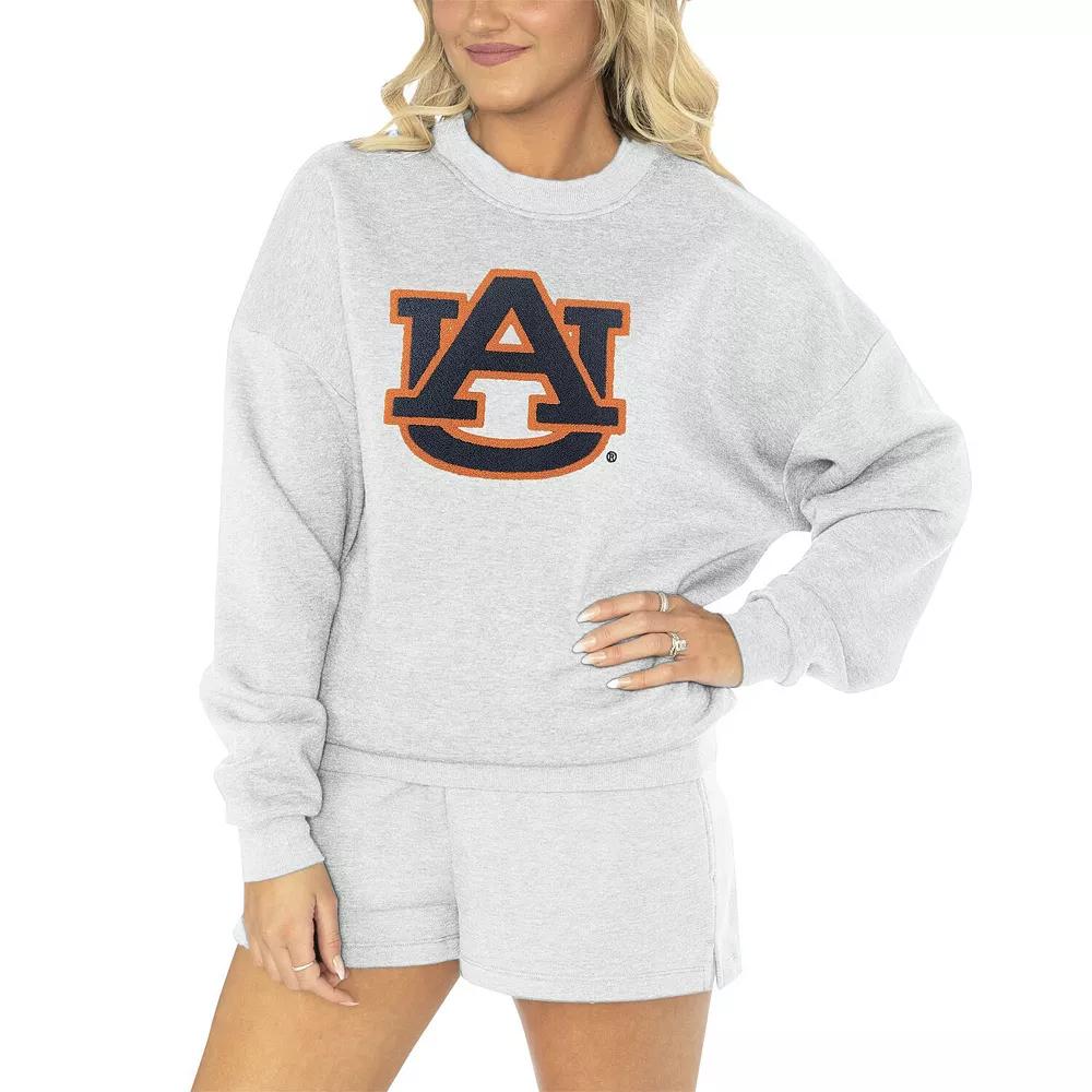 Women's Gameday Couture Ash Auburn Tigers Team Effort Pullover Sweatshirt & Shorts Sleep Set,  Product Image