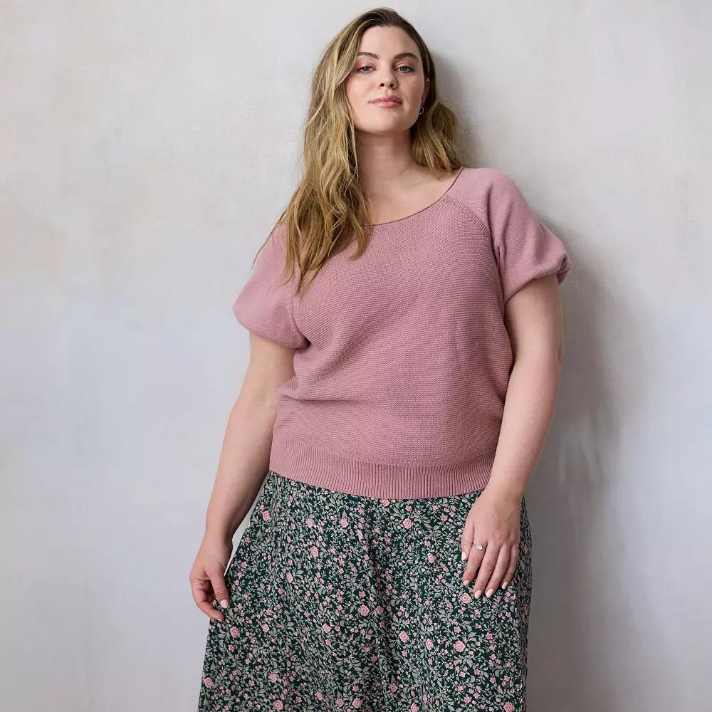 Plus Size LC Lauren Conrad Short Sleeve Knit Sweater Tee, Women's, Size: 2XL, Purple Silk Product Image