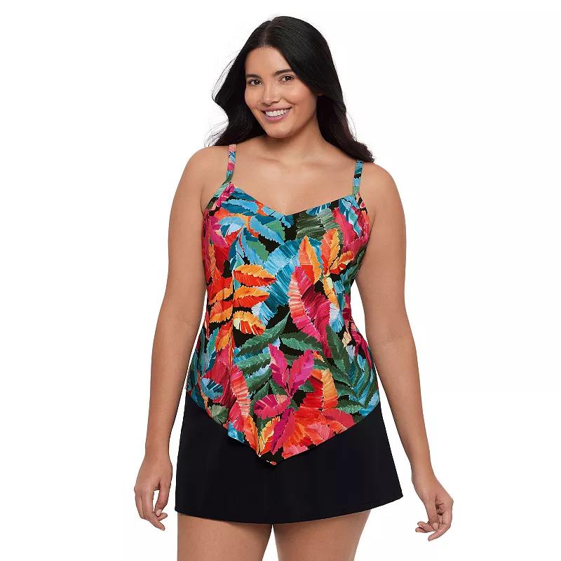 Women's Trimshaper Hank Tankini Top, Size: 16, Jungle Product Image