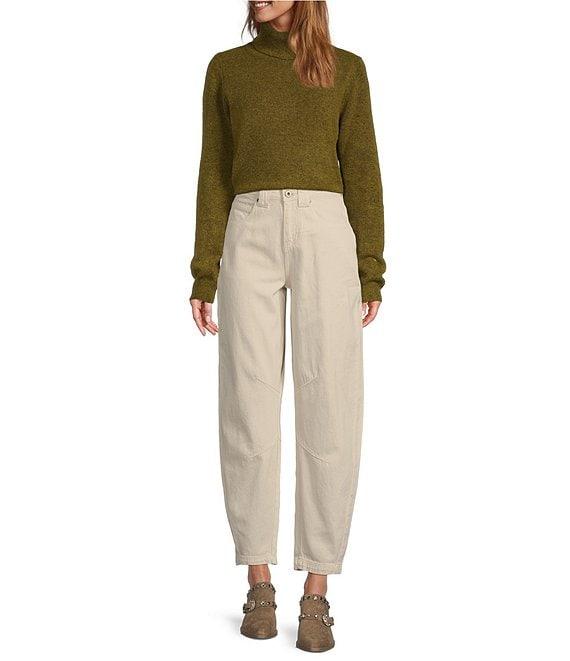 Every Natural Wash Denim High Rise Wide Barrel Leg Jeans Product Image