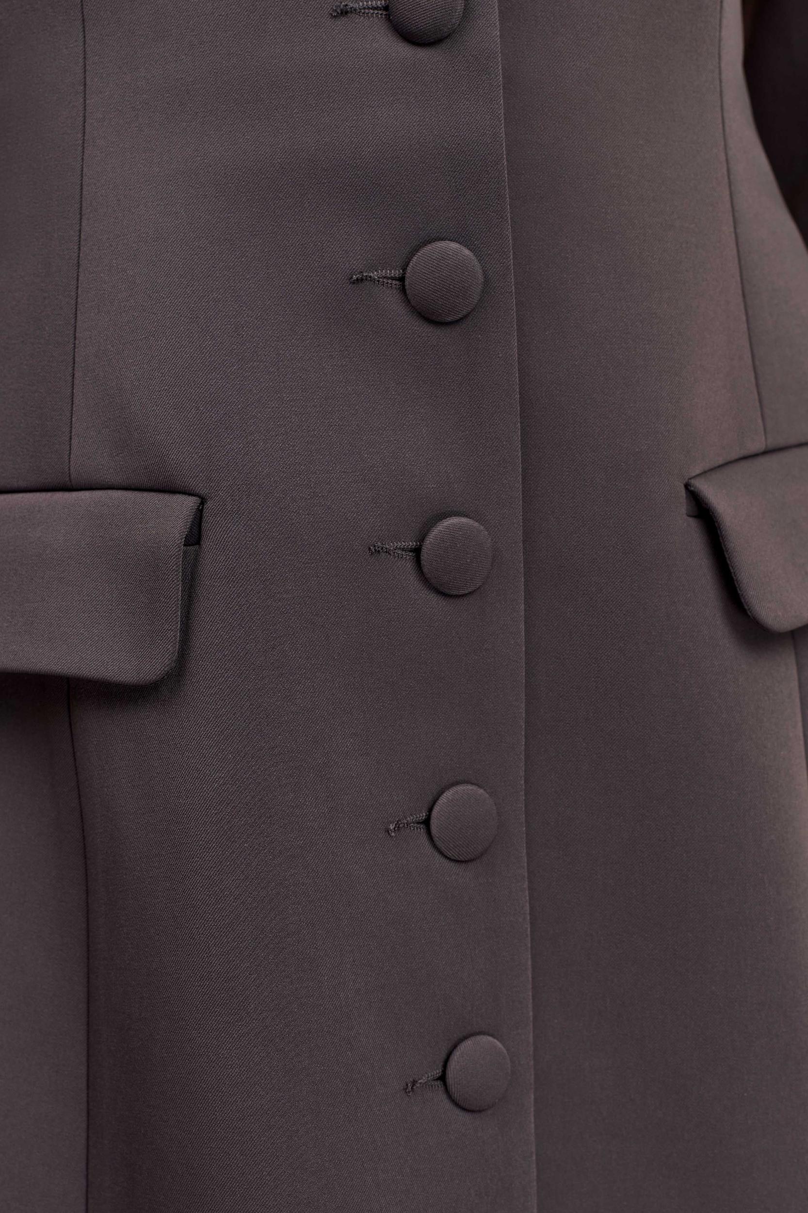 Jolie Boat Neck Suiting Mini Dress - Charcoal Grey Product Image