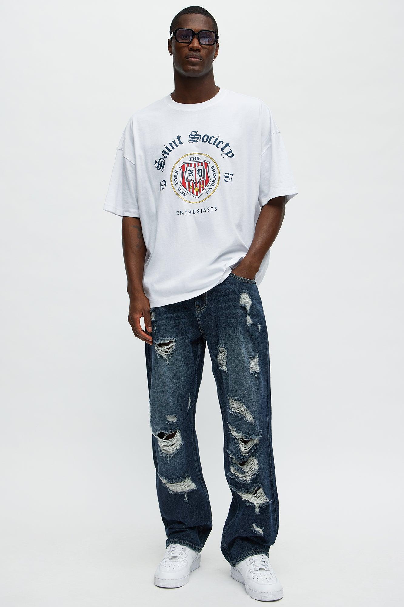 Breezy Distressed Straight Jeans - Dark Wash Product Image