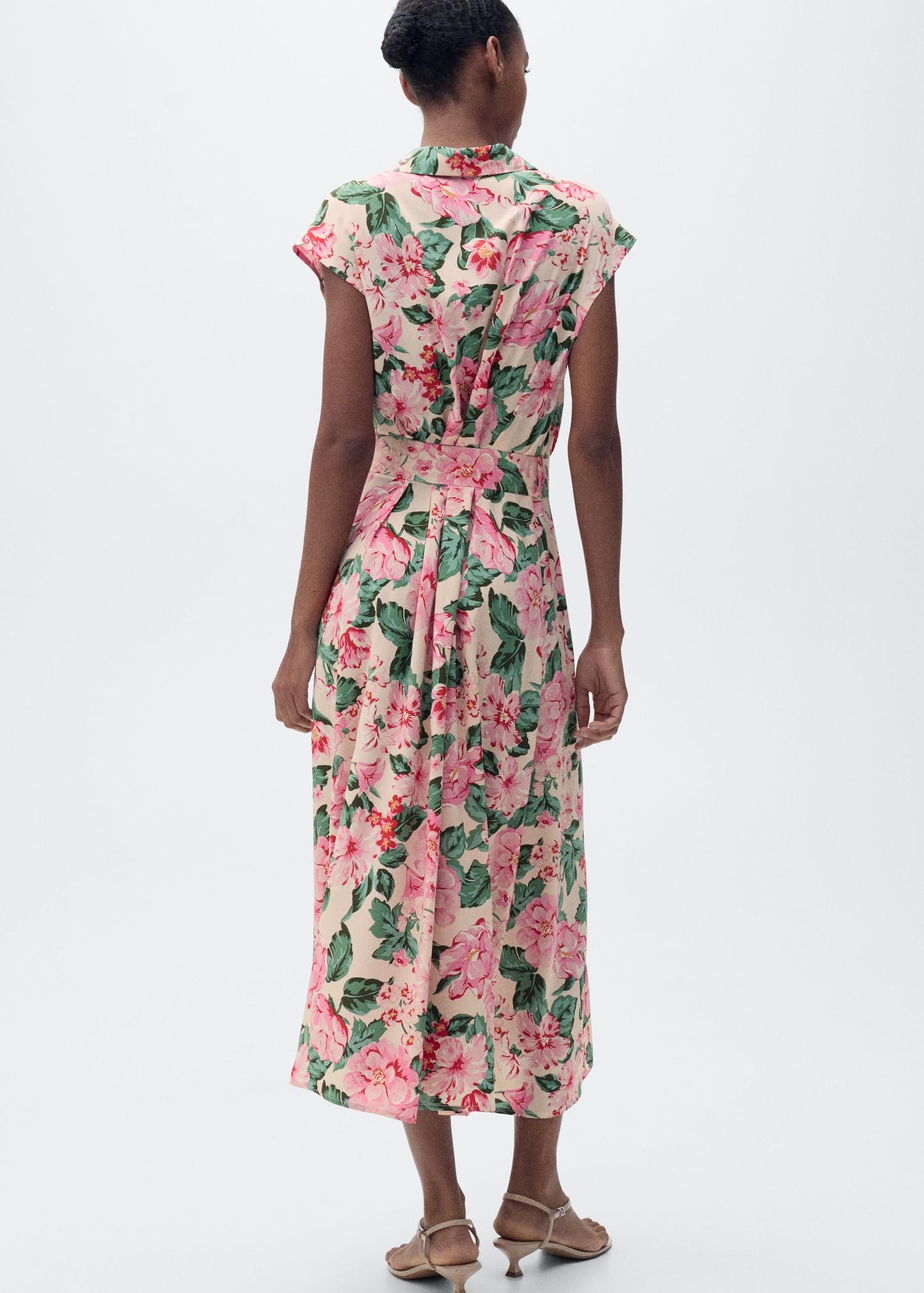 Printed shirt dress with belt - Women | MANGO USA Product Image