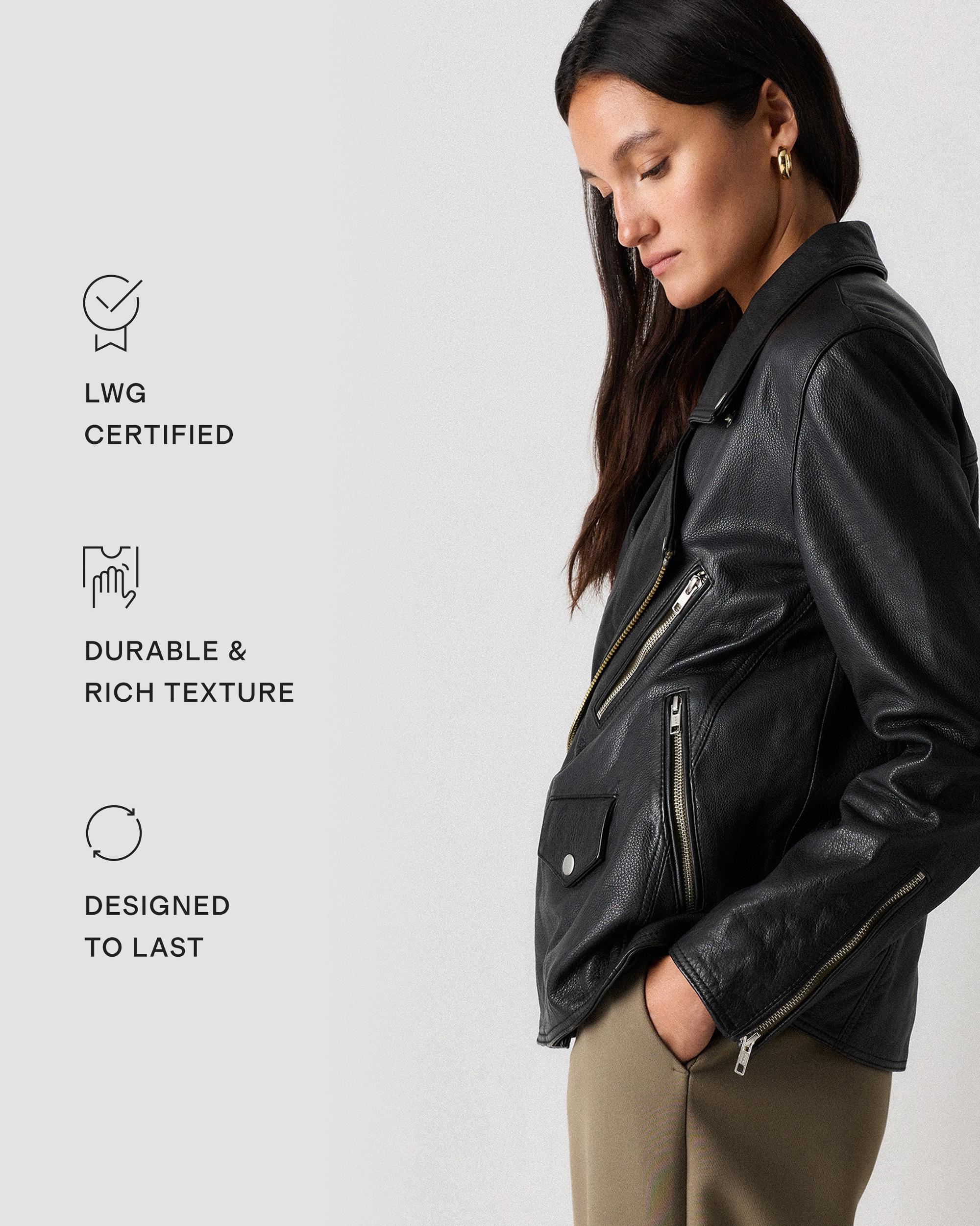 Quince | Women's Oversized Biker Jacket Leather Product Image