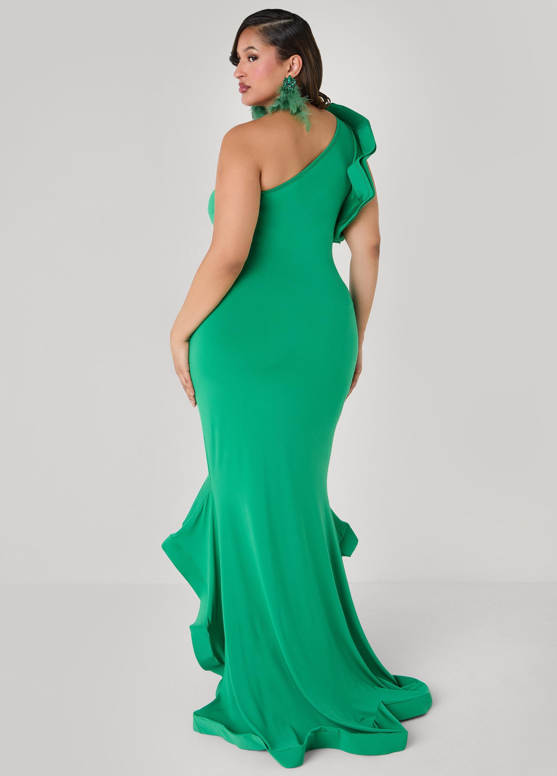 Ruffled One Shoulder Gown Product Image