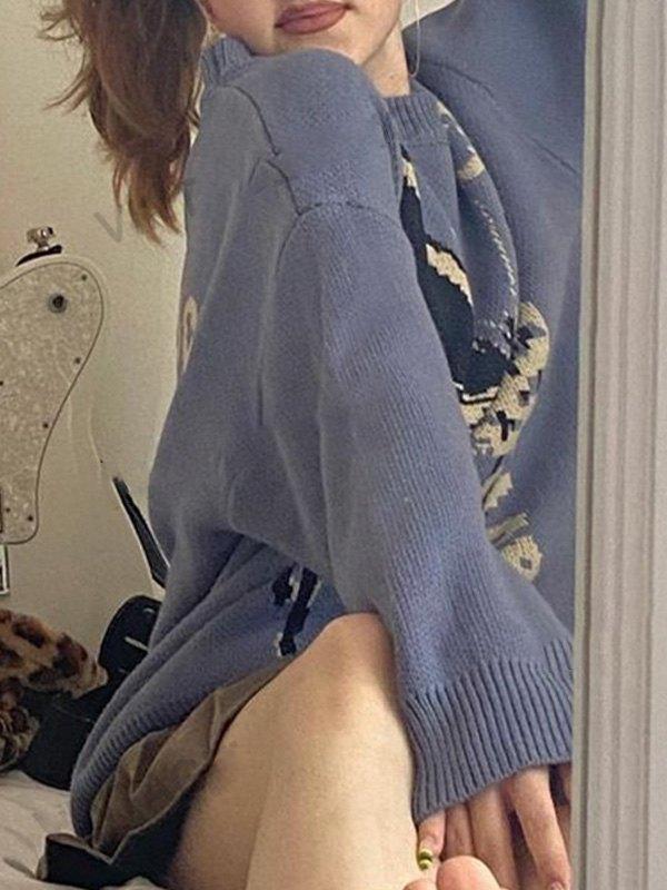 Oversized Butterfly Jacquard Sweater Product Image