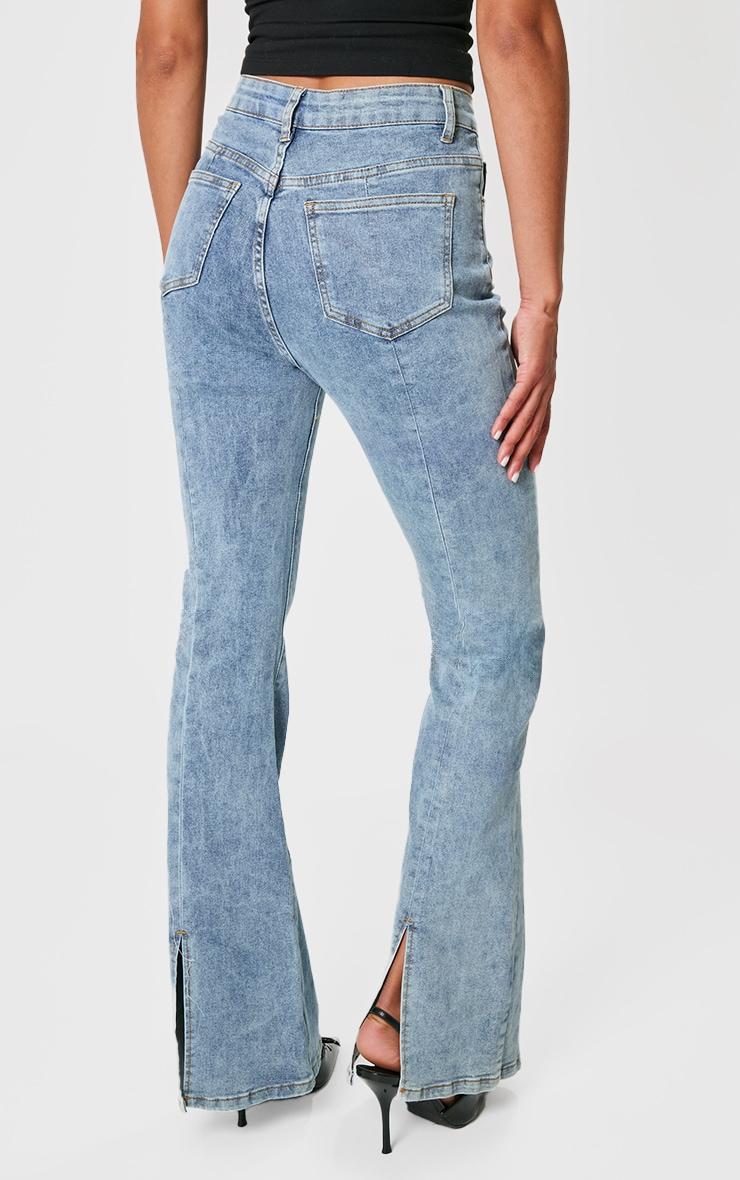 Vintage Wash Seam Back Split Hem Wide Leg Flares Product Image