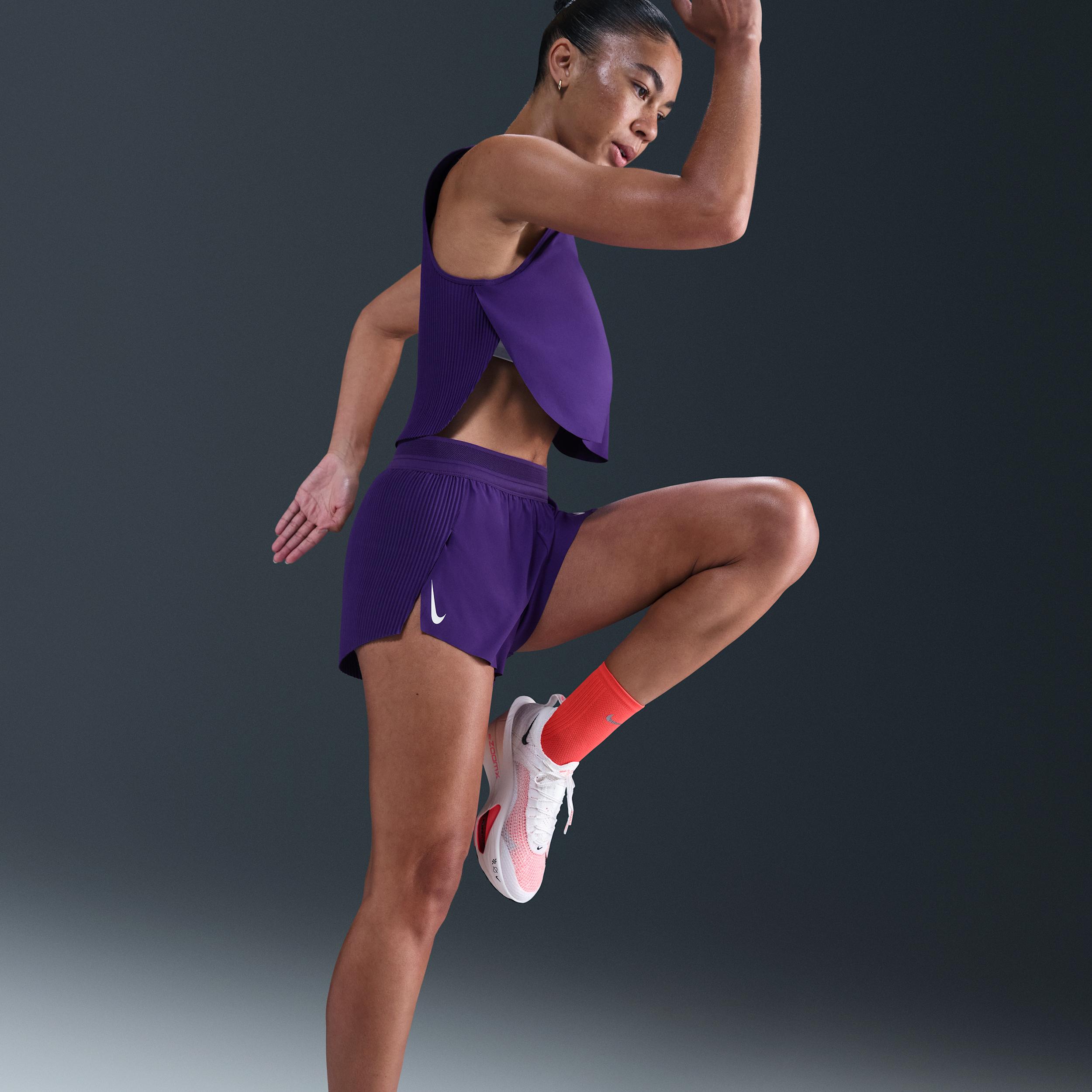 Nike Womens AeroSwift Dri-FIT ADV Mid-Rise 3 Brief-Lined Running Shorts | FN2328-547 Product Image