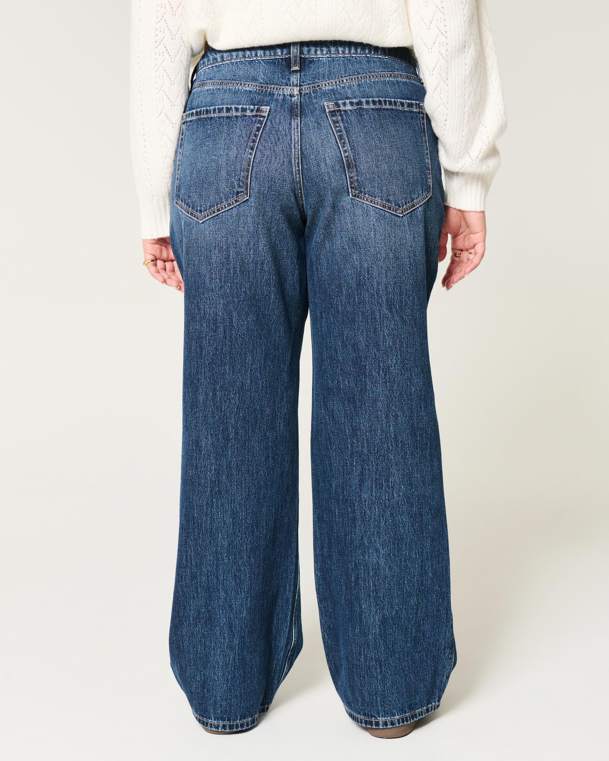 Curvy Mid-Rise Dark Wash Baggy Jeans Product Image