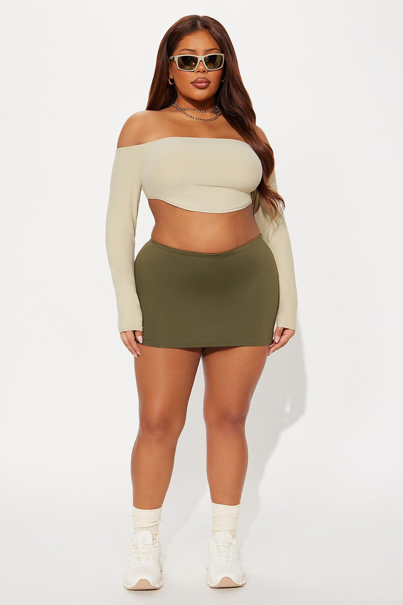 Second Skin Off Shoulder Cropped Top - Stone Female Product Image