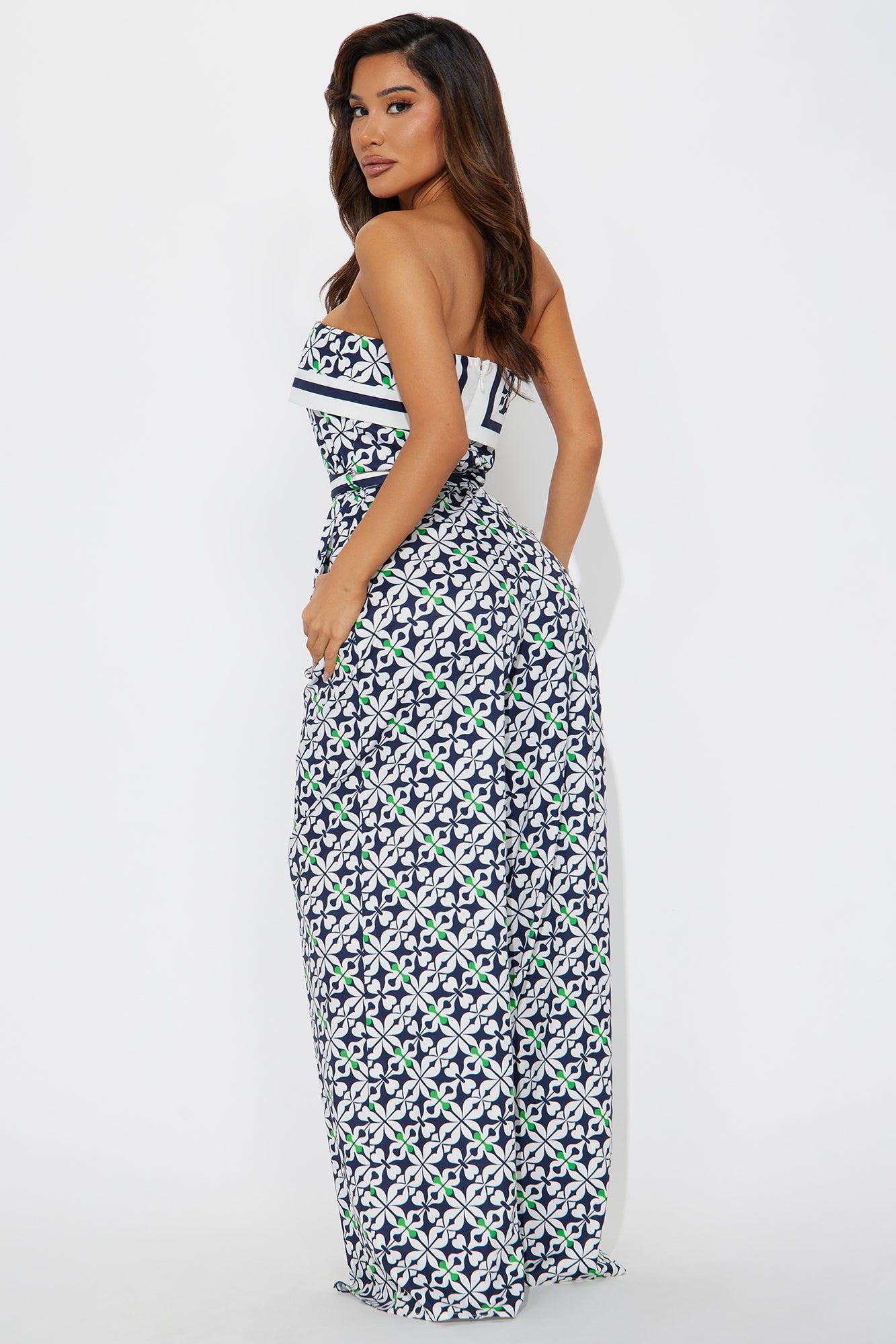 Lisbon Layover Satin Jumpsuit - Navy/combo Female Product Image