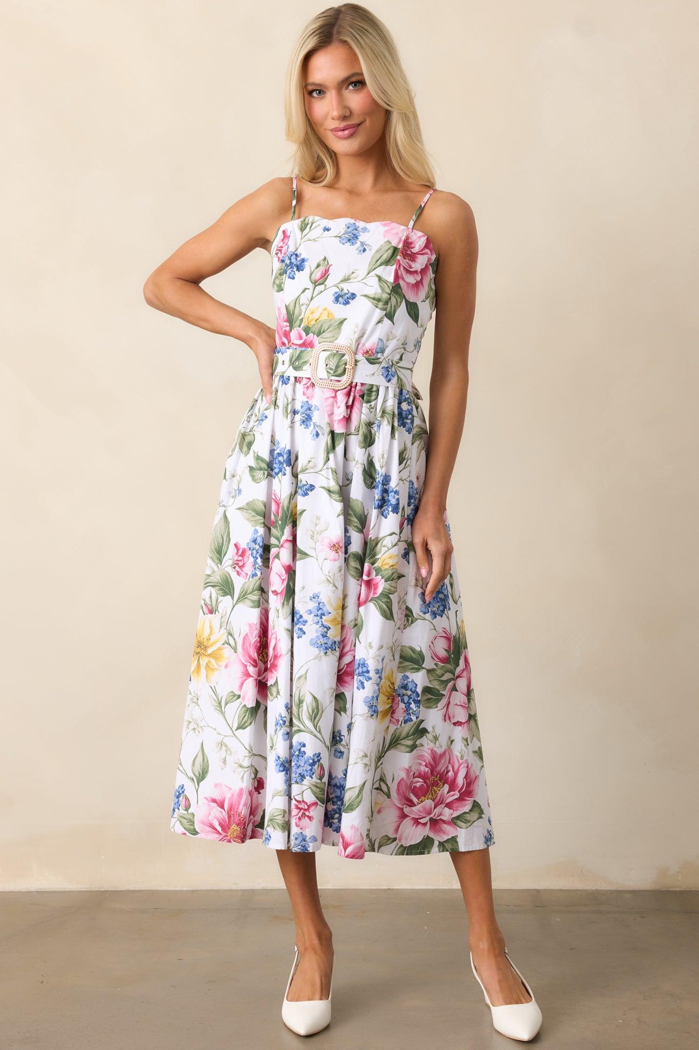 Colette Dream Garden Floral Cotton Belted Midi Dress Product Image