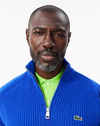 Men's Zip-Up High-Neck Wool Sweater Product Image