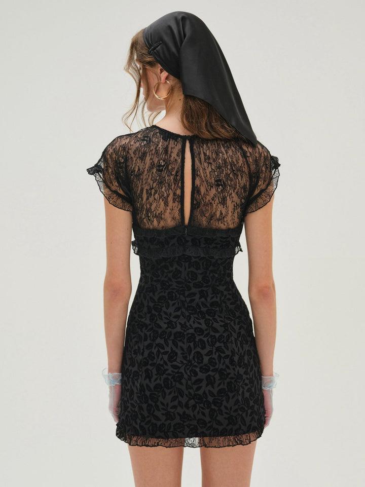 Midnight Velvet Mini Dress — Black Product Image