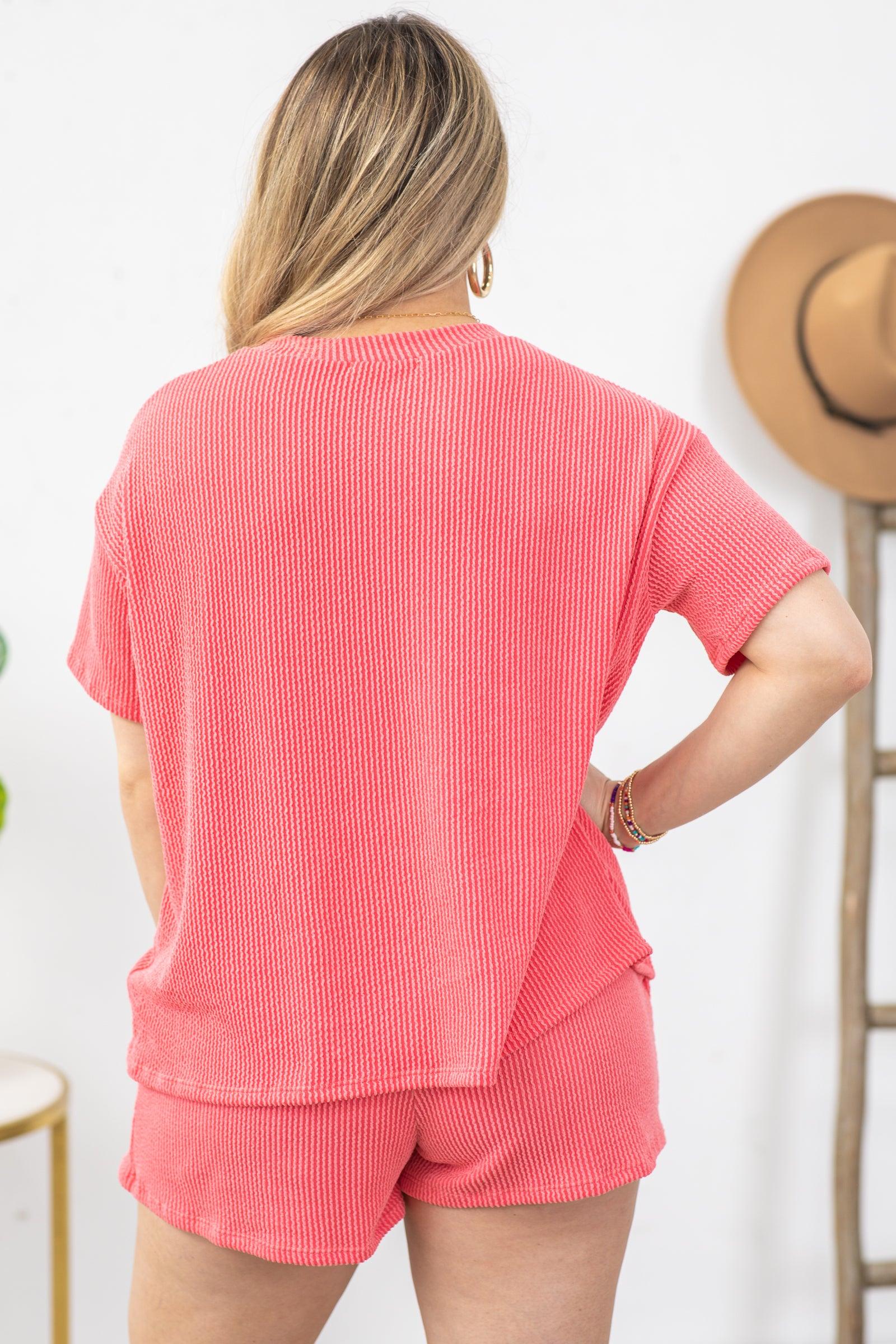Coral Comfy Rib Top and Short Set Product Image