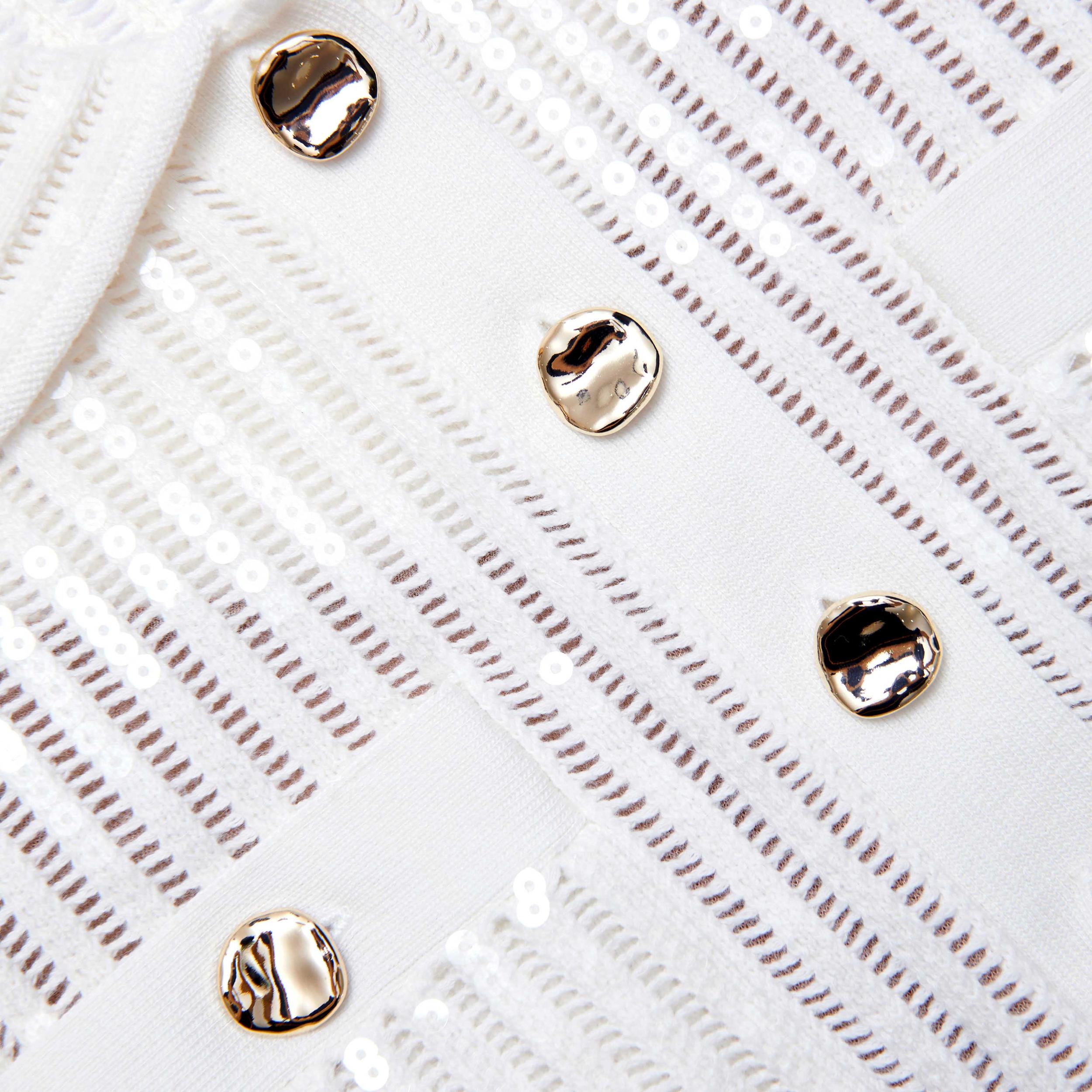 White Sequin Crochet Top Product Image