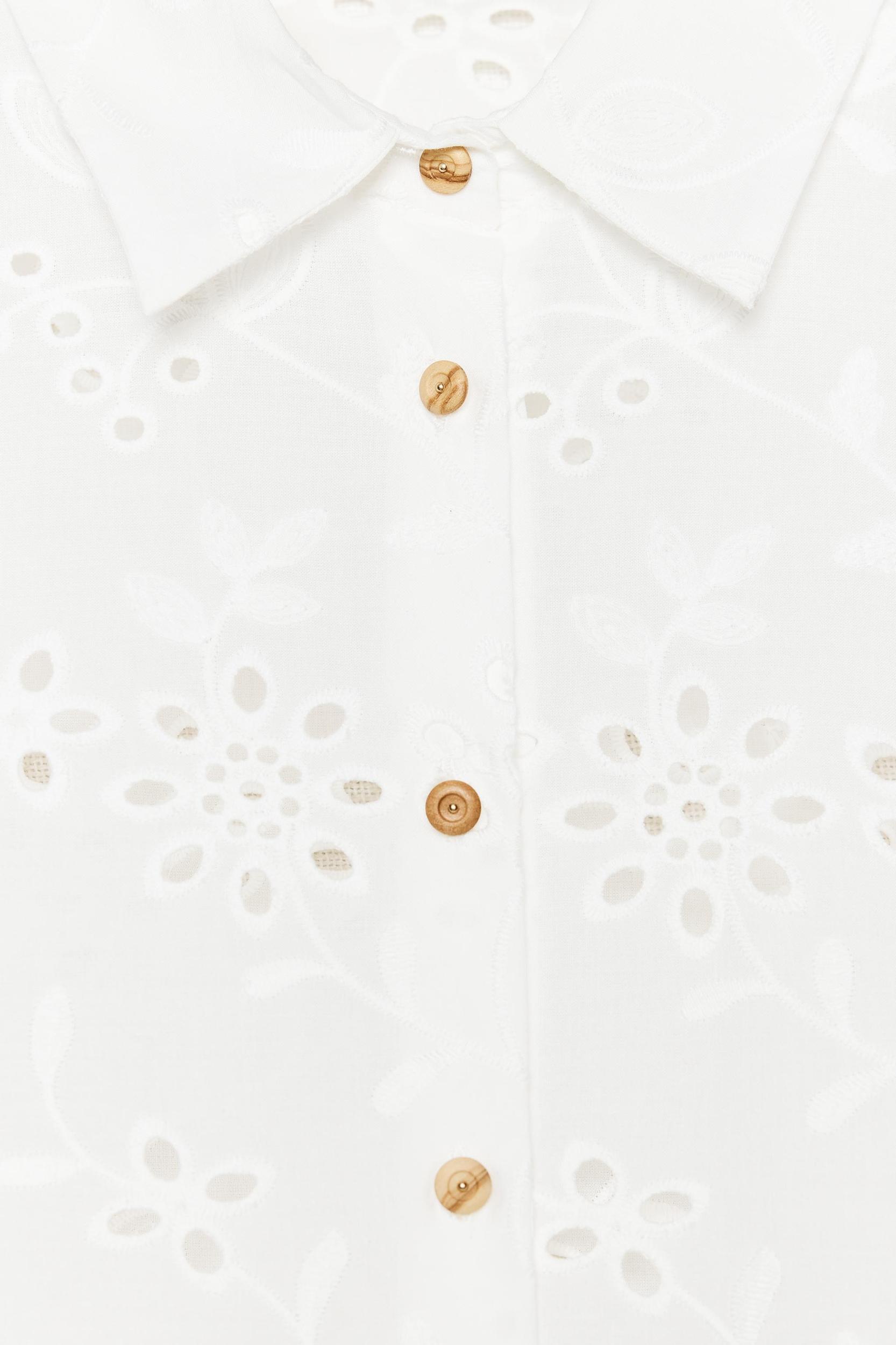 SHORT SLEEVE EMBROIDERED EYELET SHIRT Product Image