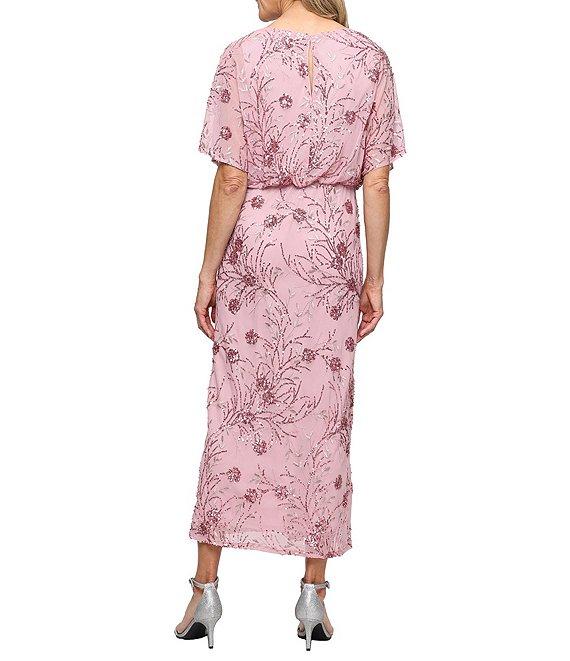 Ignite Evenings Short Flutter Sleeve Sequin Blouson Midi Dress Product Image