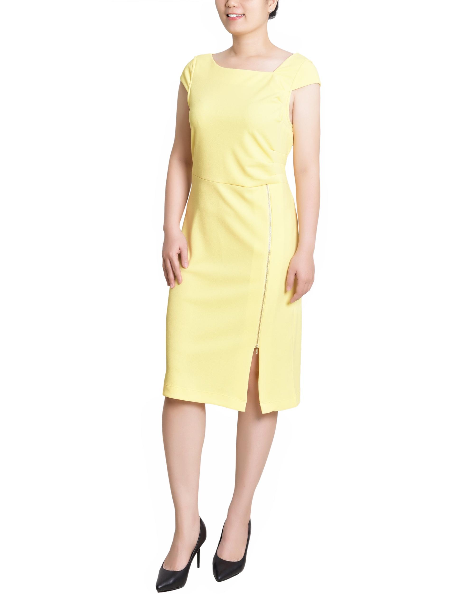 Banana Cap Sleeve Exposed Zipper Dress - Petite Product Image