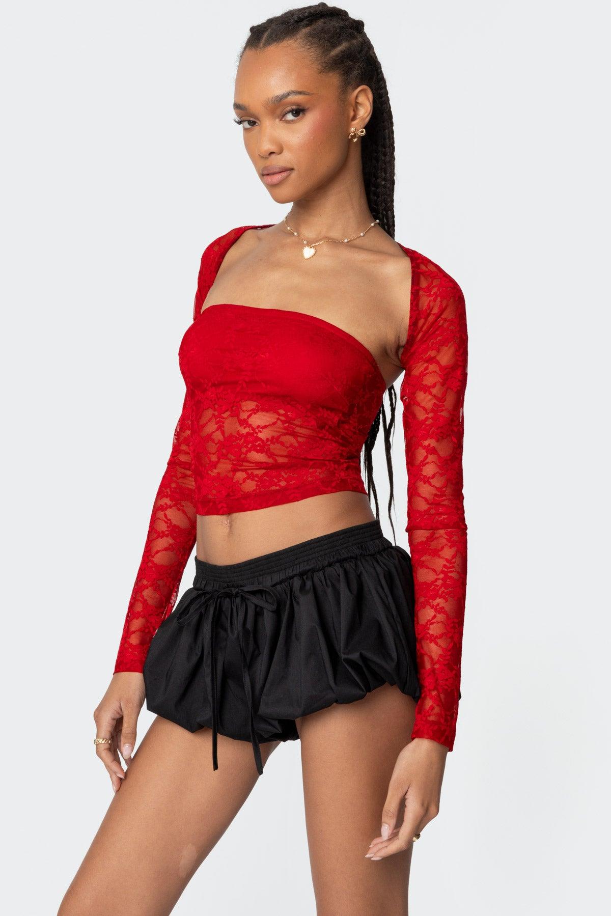 Addison Sheer Lace Two Piece Top Product Image