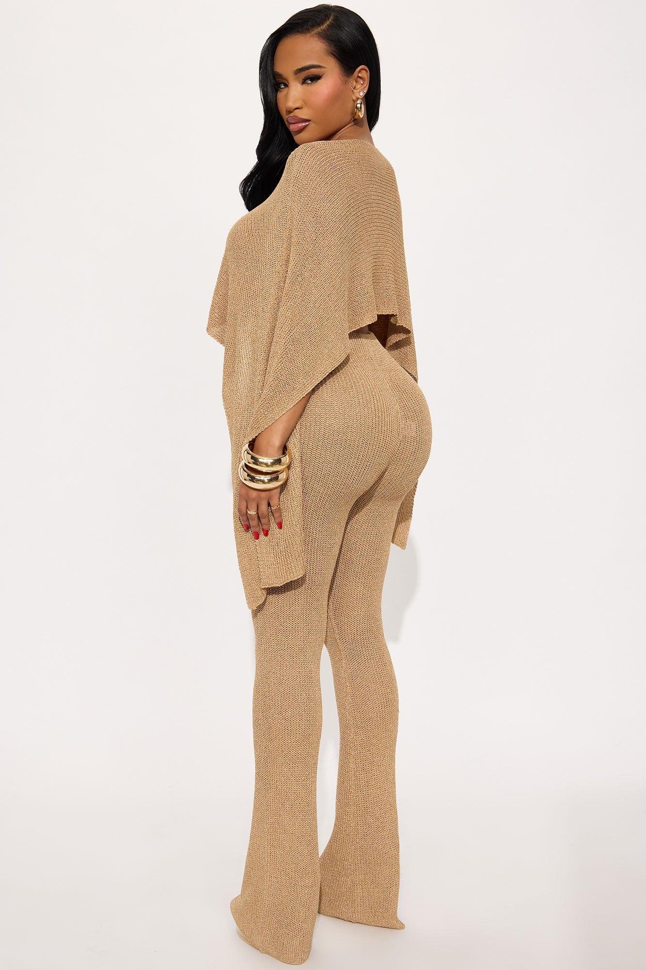 Glisten Up Metallic Knit Pant Set - Gold Female Product Image