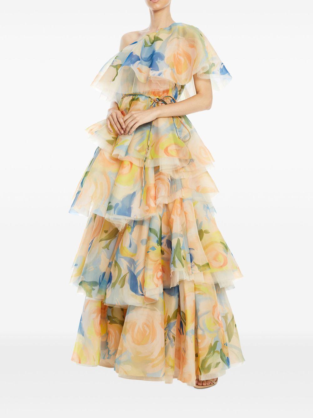 Paloma one-shoulder floral-print gown Product Image
