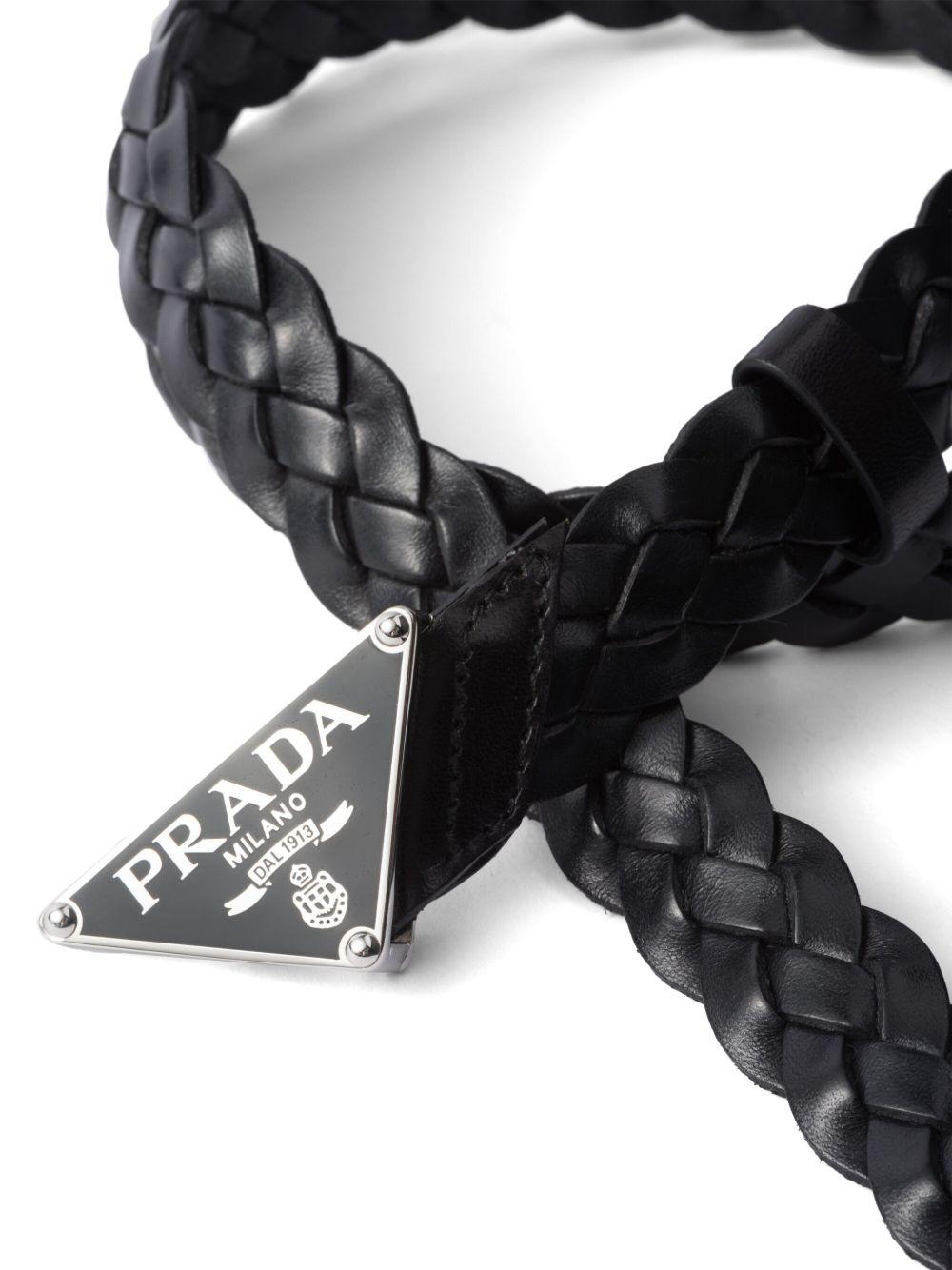 triangle-logo braided leather belt Product Image