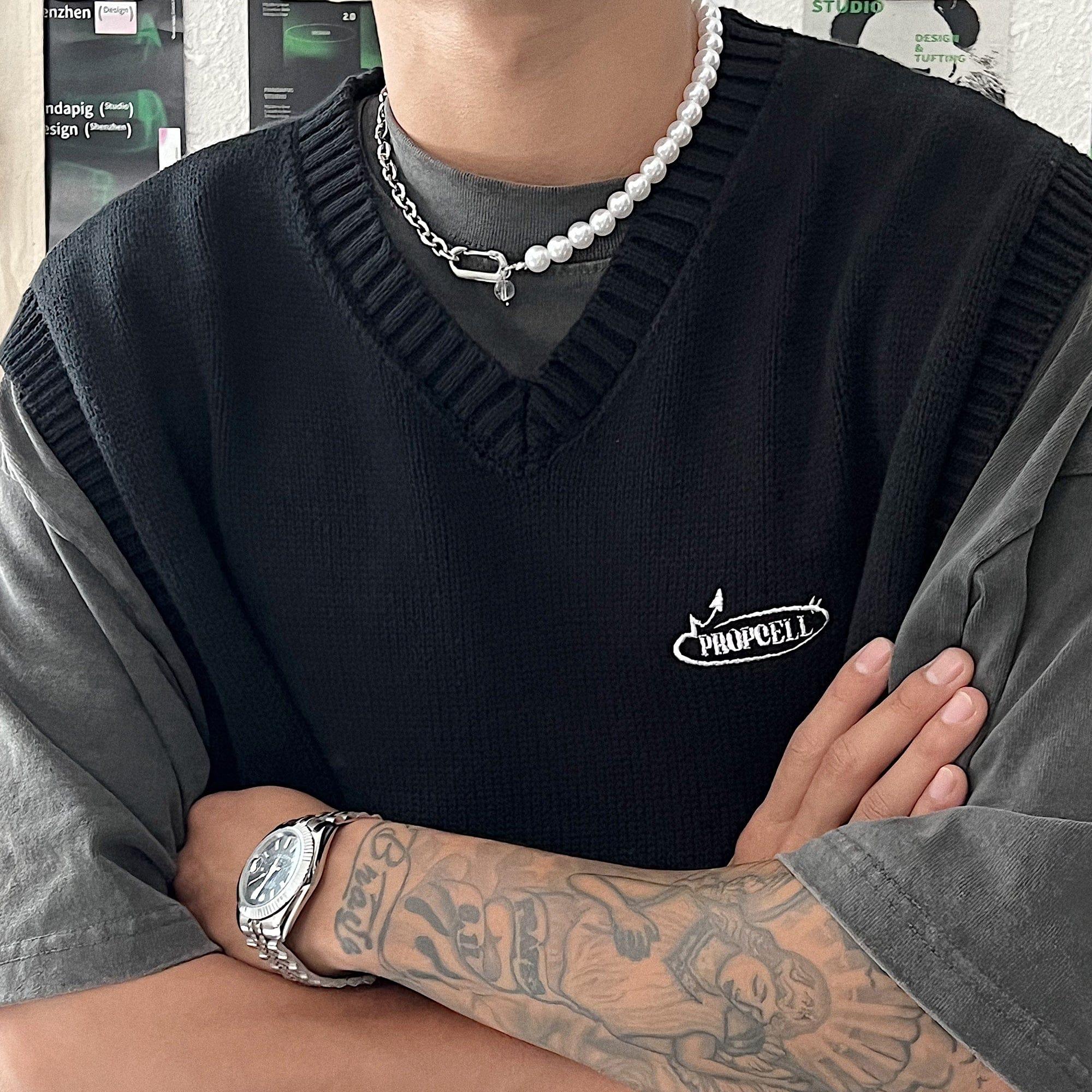 HALF PEARL HALF CHAIN NECKLACE Product Image