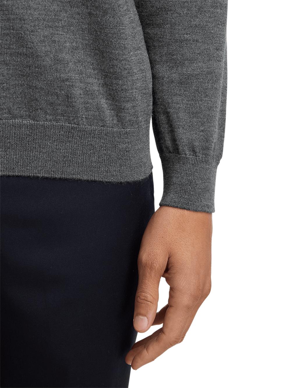 Merino Wool V-neck Sweater - Grey Product Image