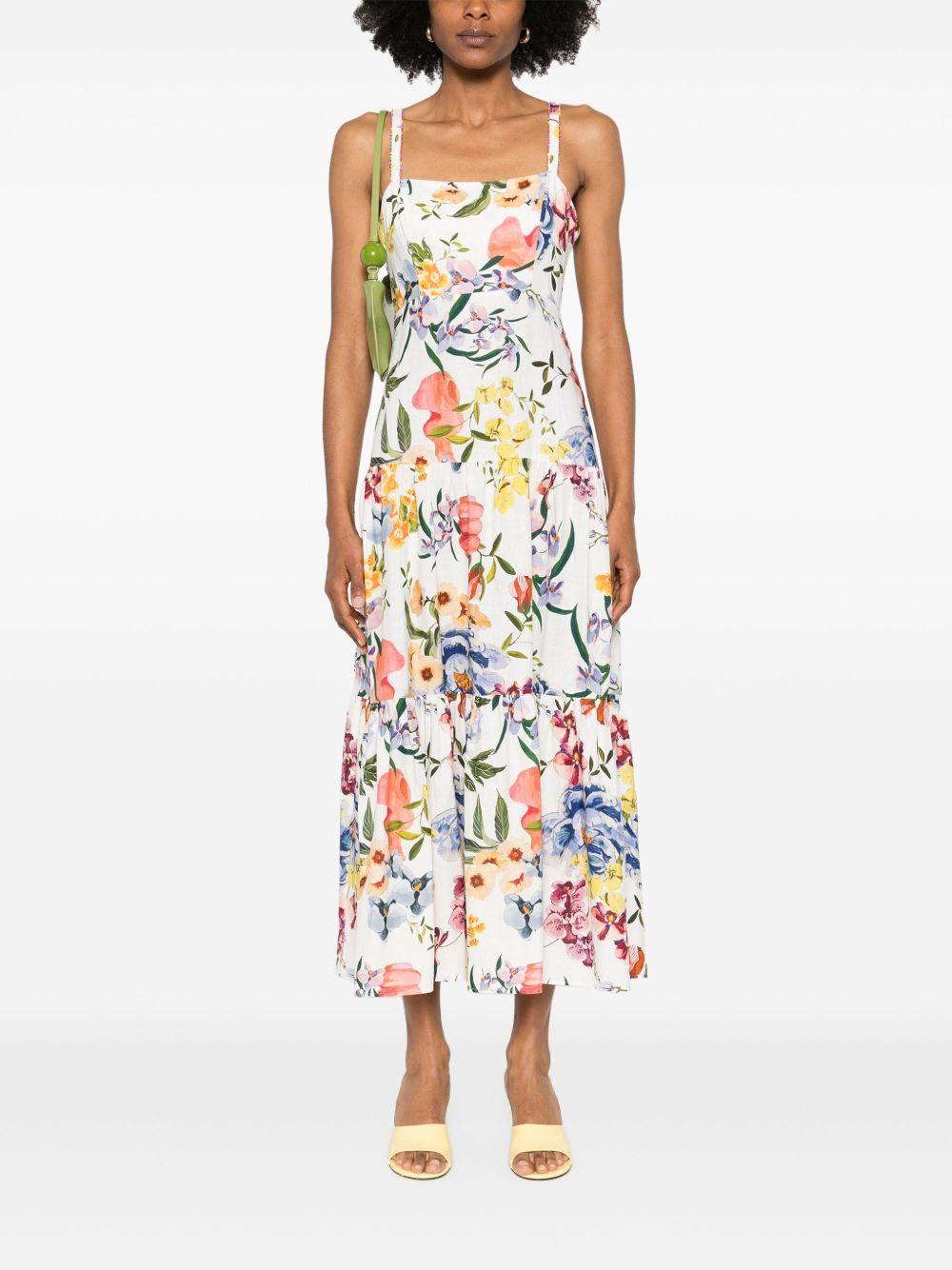 FARM RIO Off-white Greek Garden Lenzing Ecovero Euroflax Maxi Dress In Greek Garden Off-white Product Image
