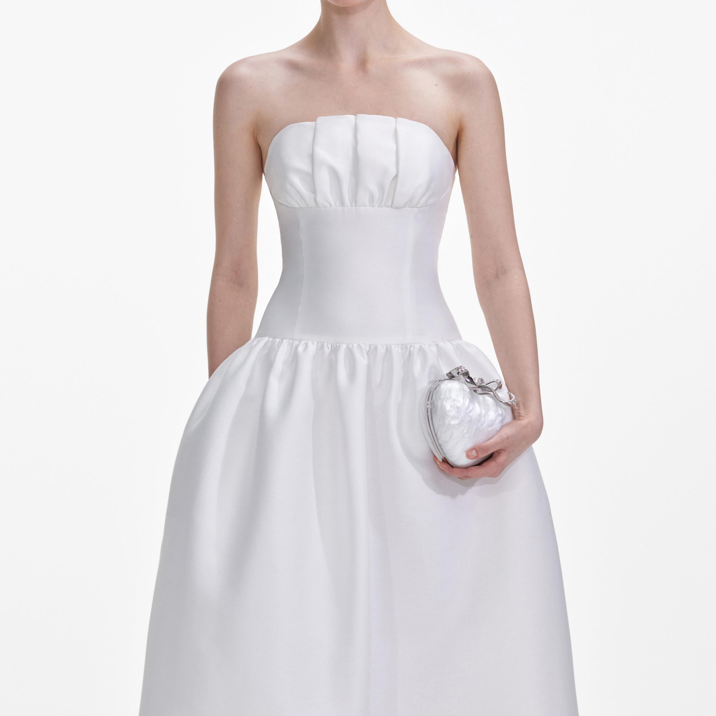 White Taffeta Maxi Dress Product Image