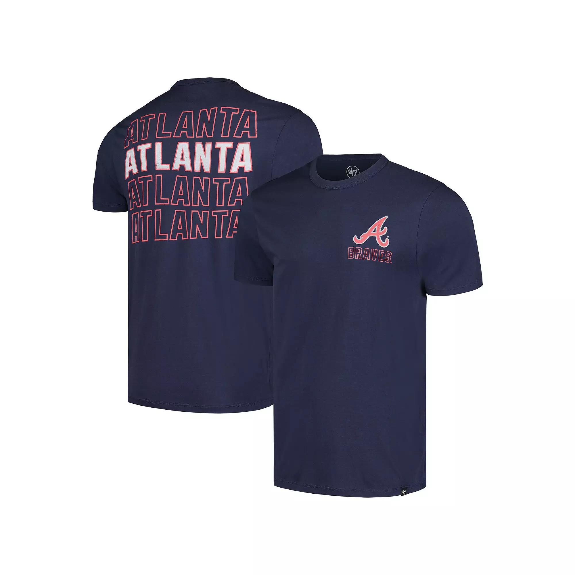 Men's '47 Navy Atlanta Braves Hang Back Franklin T-Shirt, Size: Large, Blue Product Image