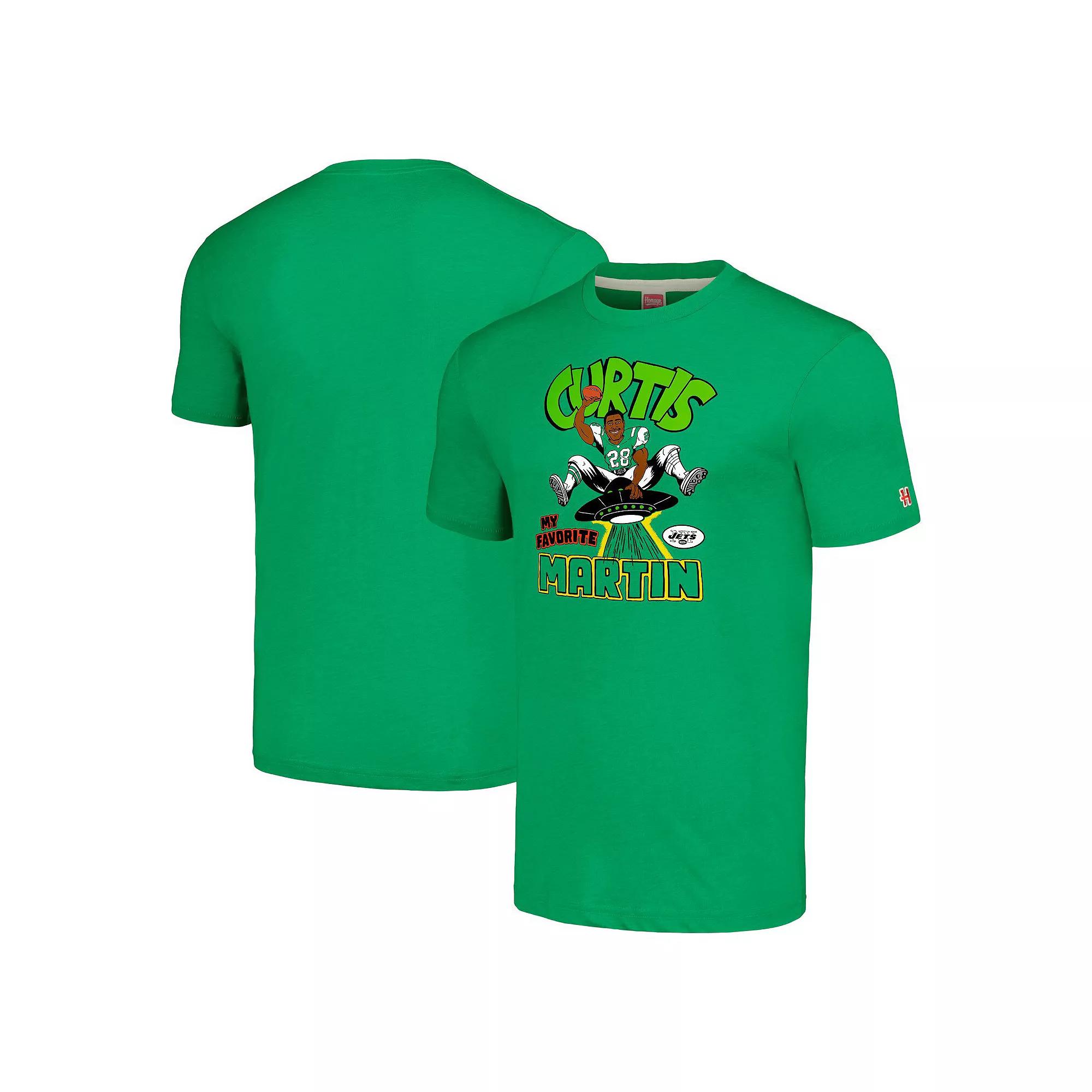 Men's Homage Curtis Martin Green New York Jets Retired Player Caricature Tri-Blend T-Shirt, Size: 2XL Product Image