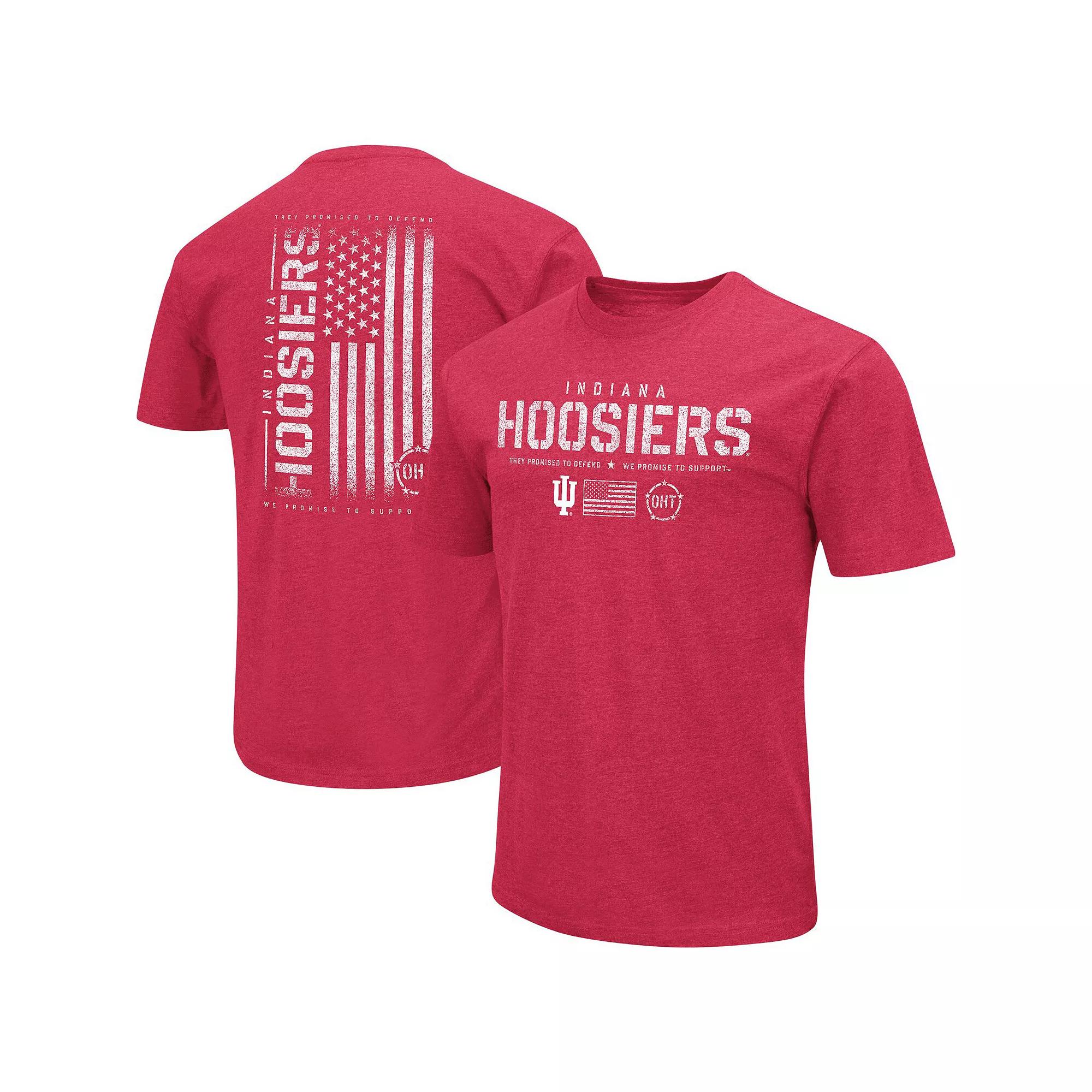 Men's Colosseum Heather Crimson Indiana Hoosiers OHT Military Appreciation Flag 2.0 T-Shirt, Size: 2XL, Red Product Image
