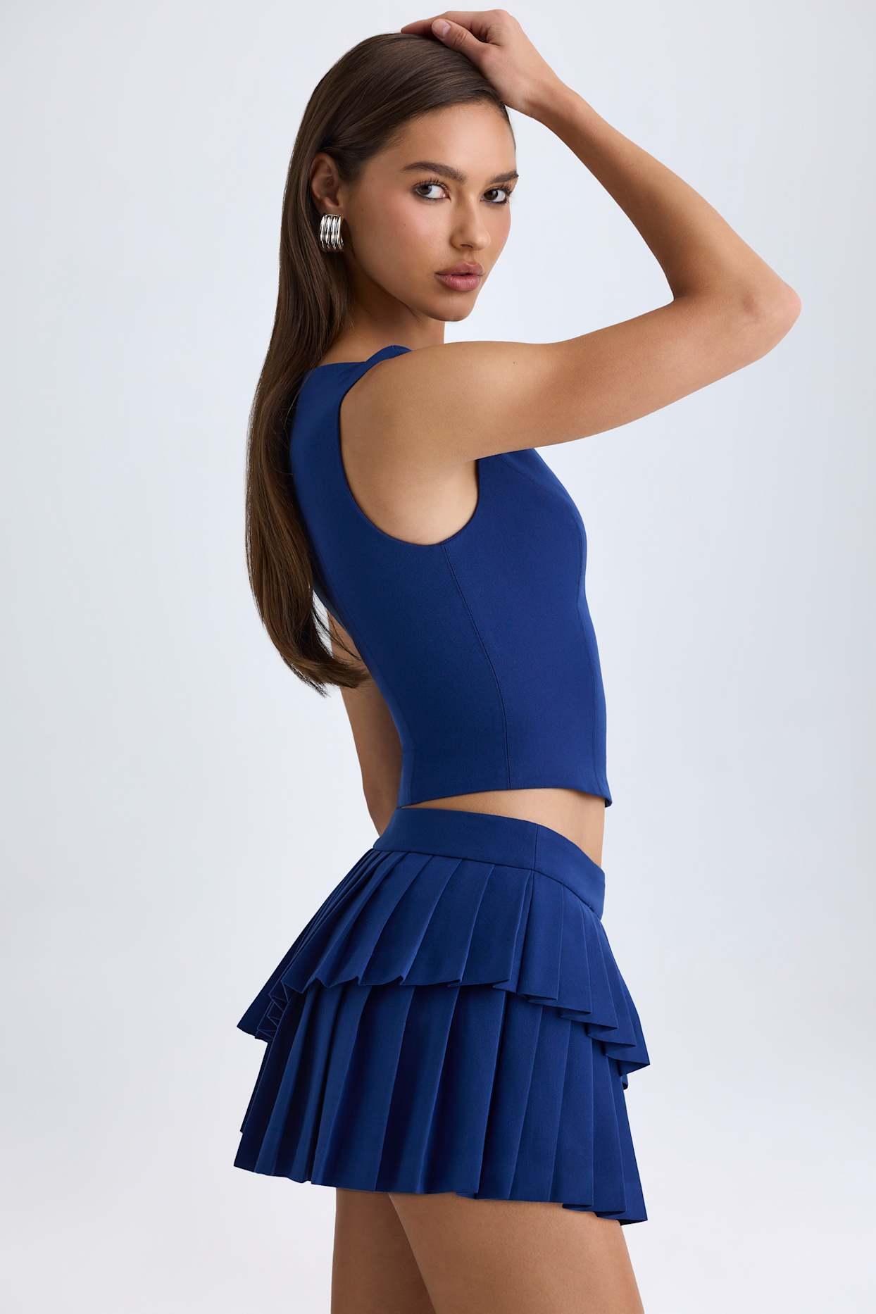 Open-Front Crop Top in True Navy Product Image