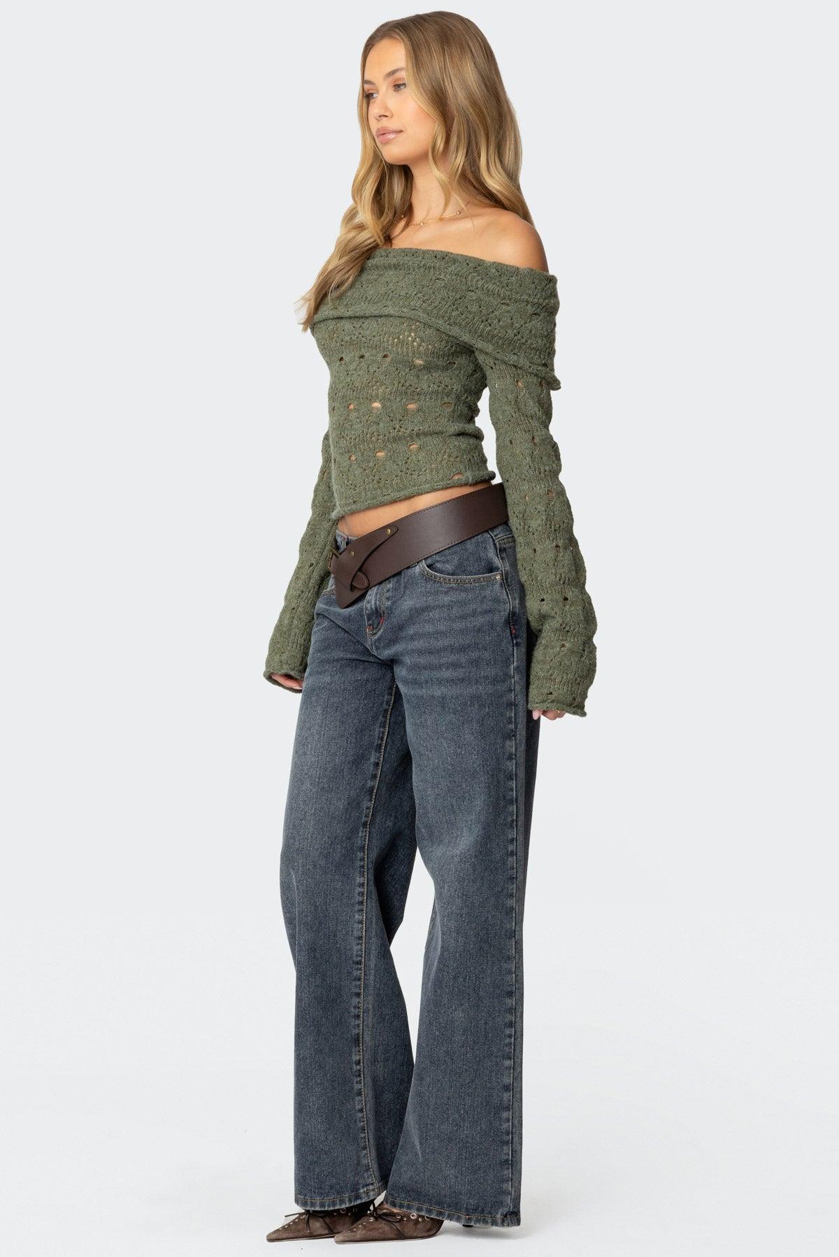 Kenna Fold Over Knit Top Product Image