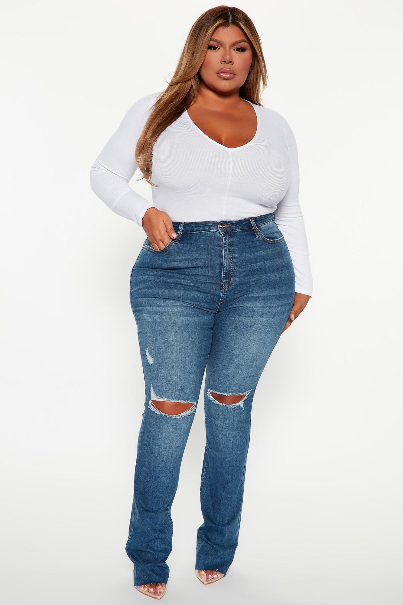 Best Stretch Ripped High Rise Bootcut Jeans - Dark Wash Product Image