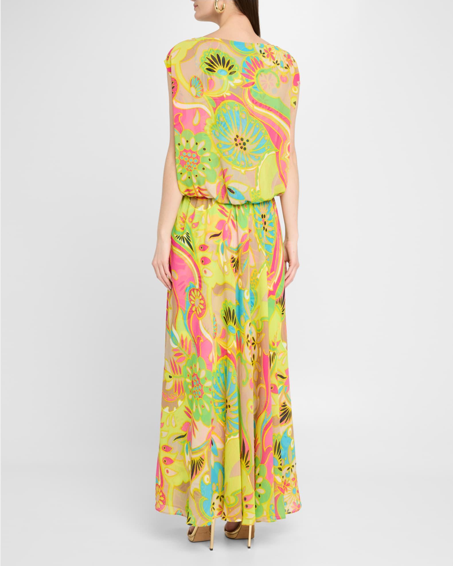 Vantage Floral-Print Georgette Maxi Dress Product Image