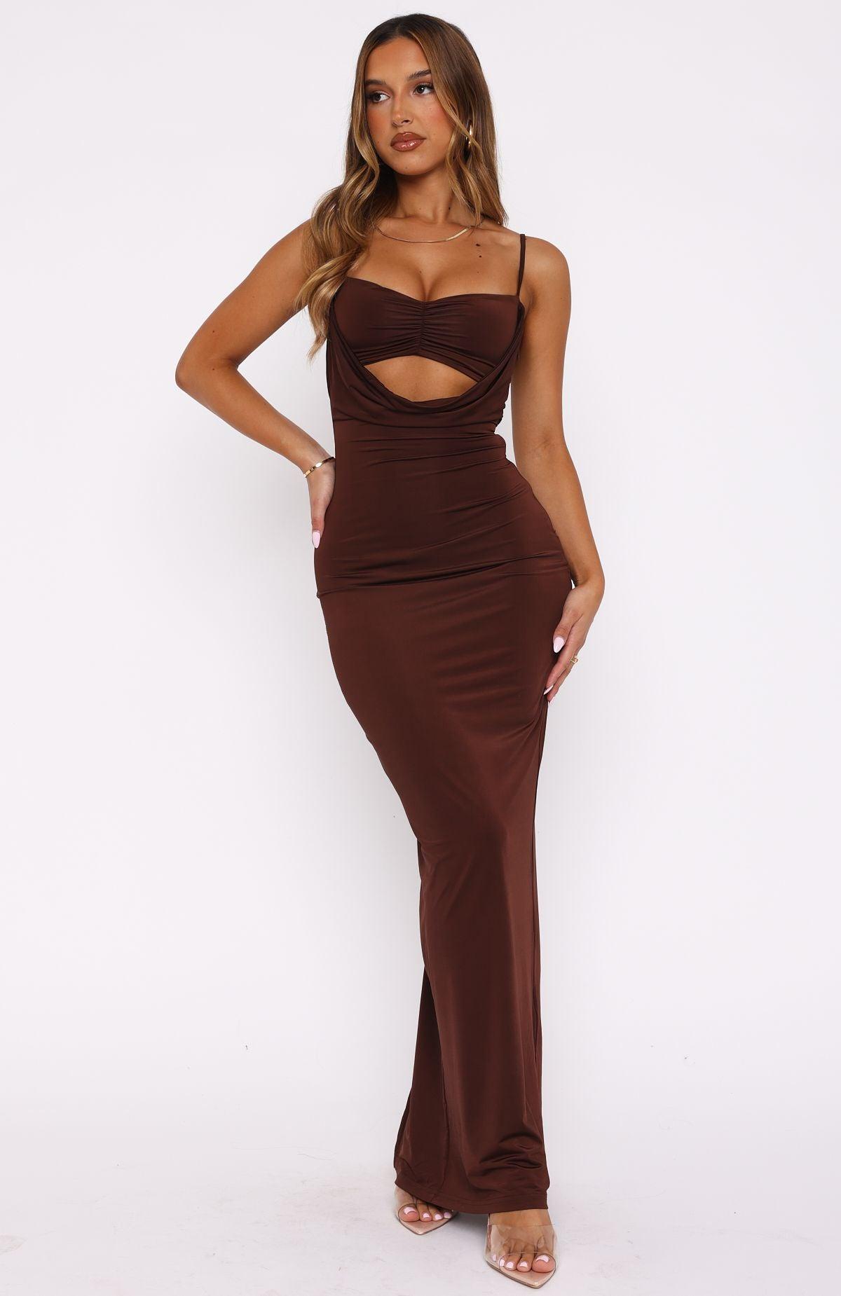 Hit The City Maxi Dress Chocolate Product Image