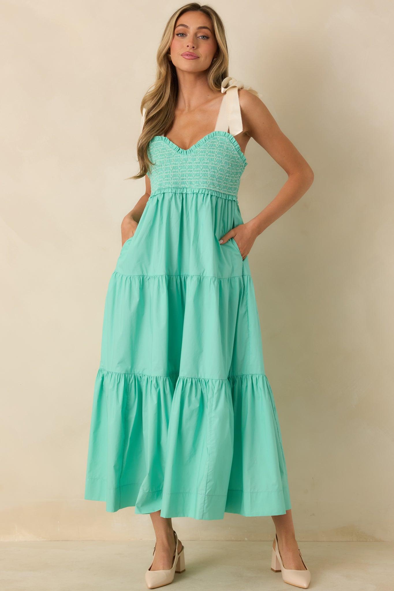 The Felicity Mint Green Cotton Midi Dress L / Mint Product Image