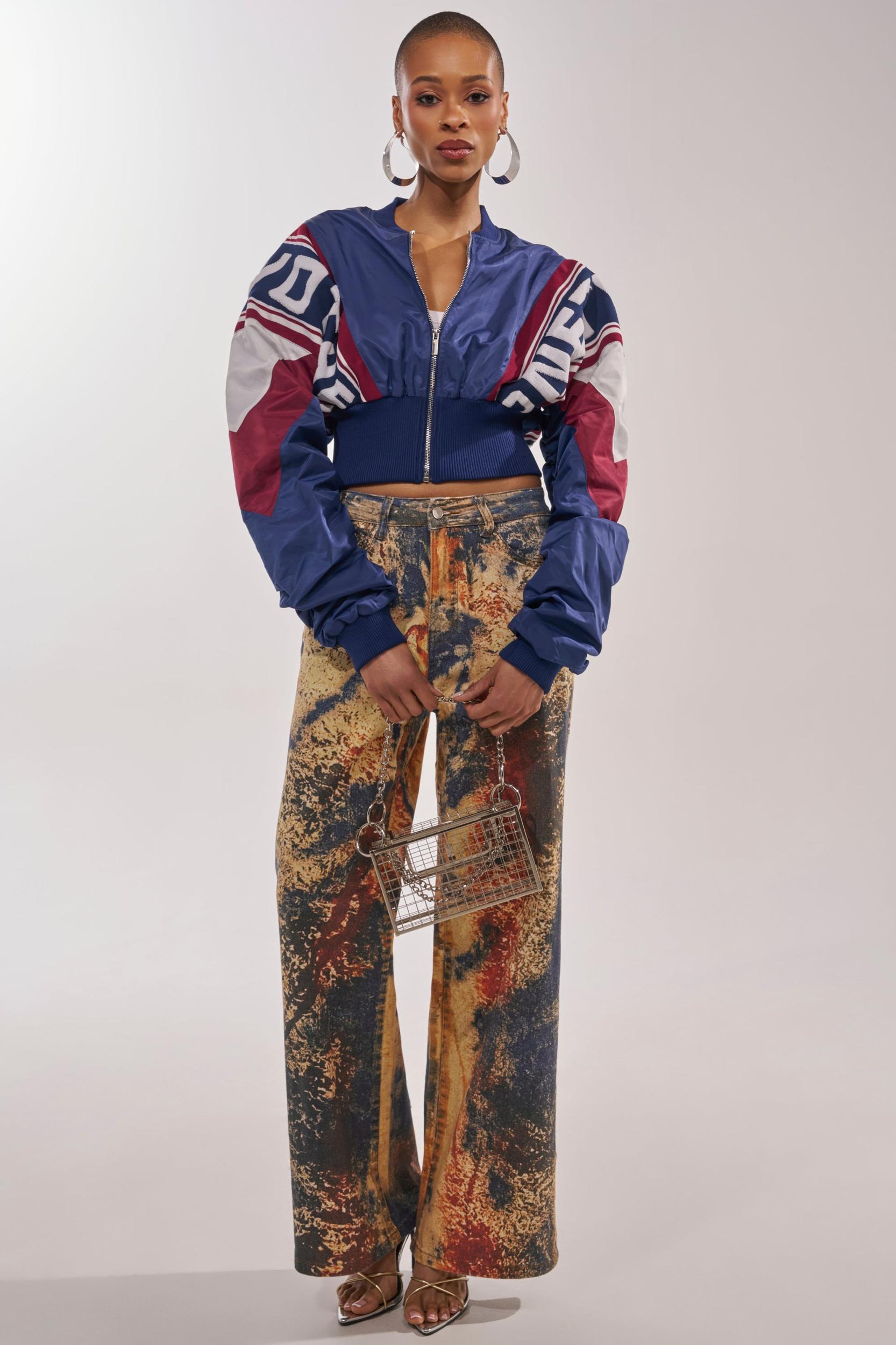 PHOENIX MIXED MEDIA BOMBER IN NAVY Product Image