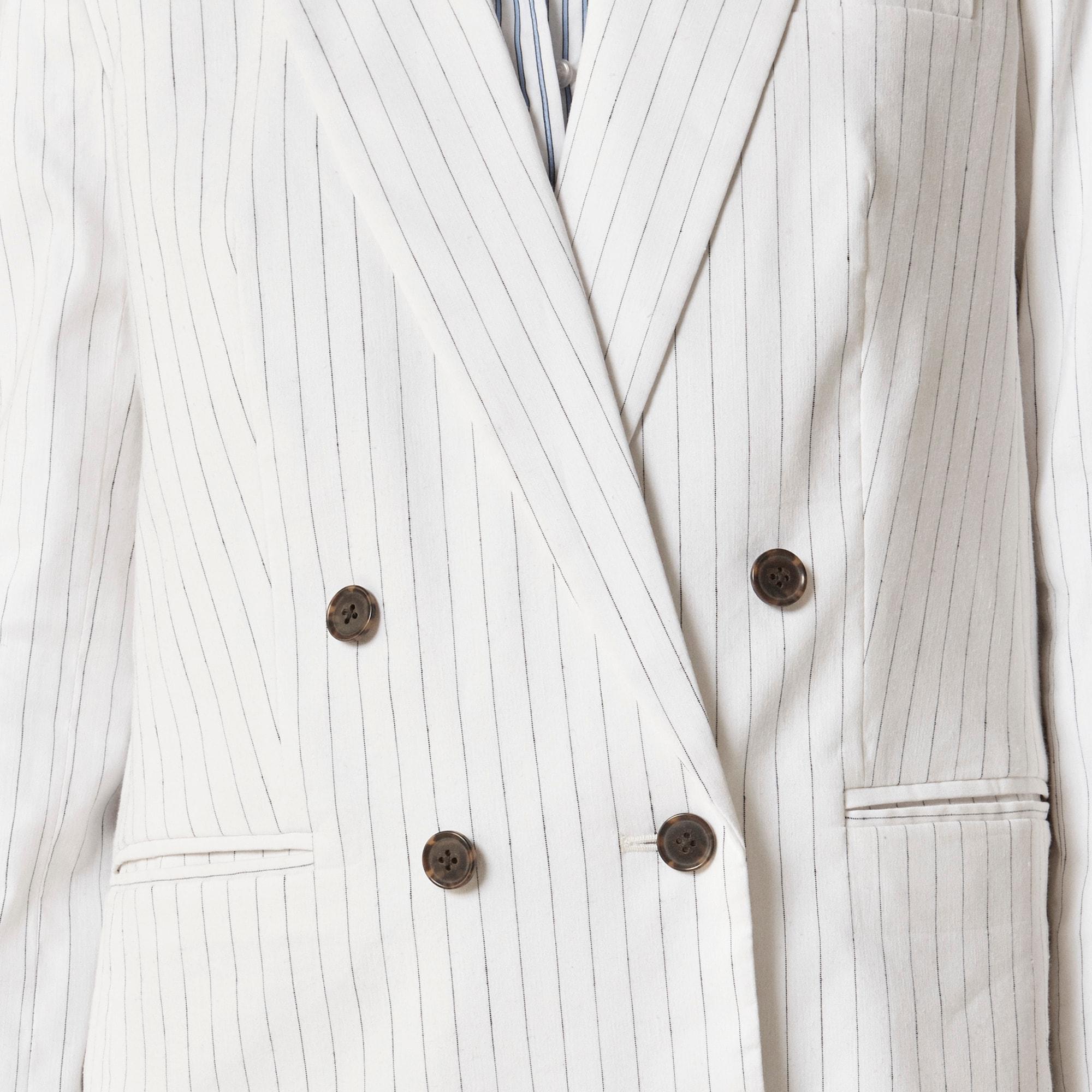 Double-breasted blazer in pinstripe linen-viscose blend Product Image
