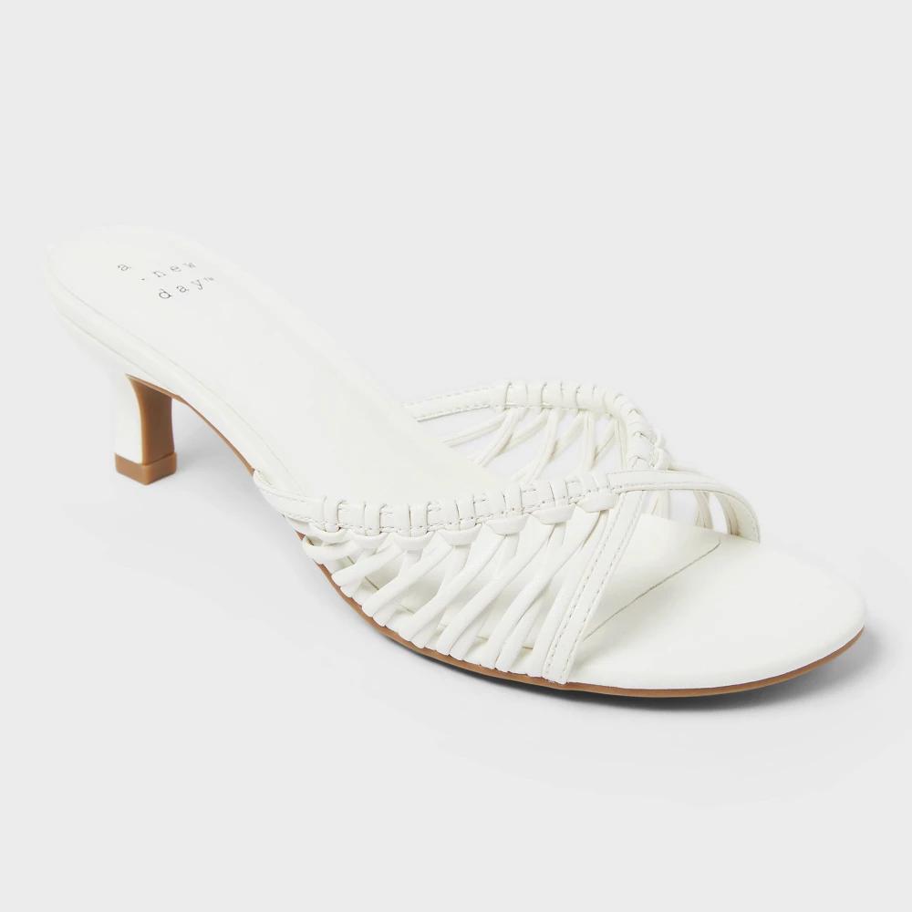 Women's Clarisse Strappy Kitten Heels with Memory Foam Insole - A New Day™ 9: Slip-On, Open Toe, Medium Width Product Image