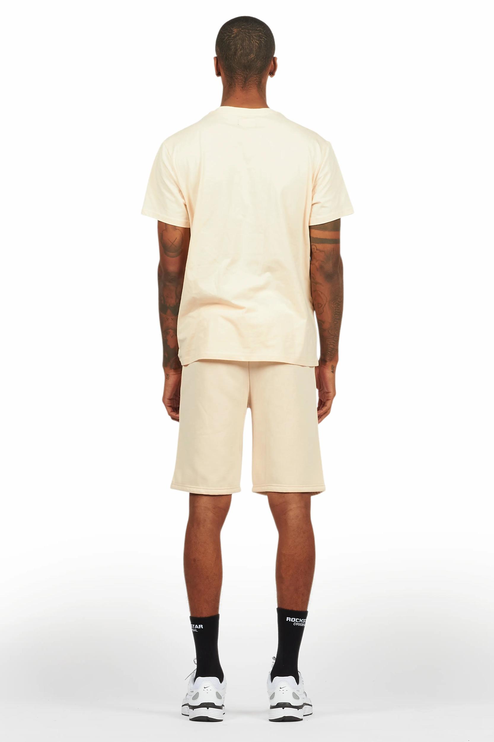 Bellamy Beige/Black Rhinestone Tee Short Set Male Product Image
