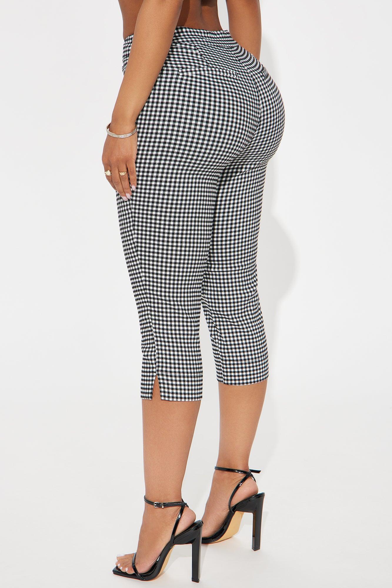 Elsie Gingham Capri Pant - Black/White Product Image