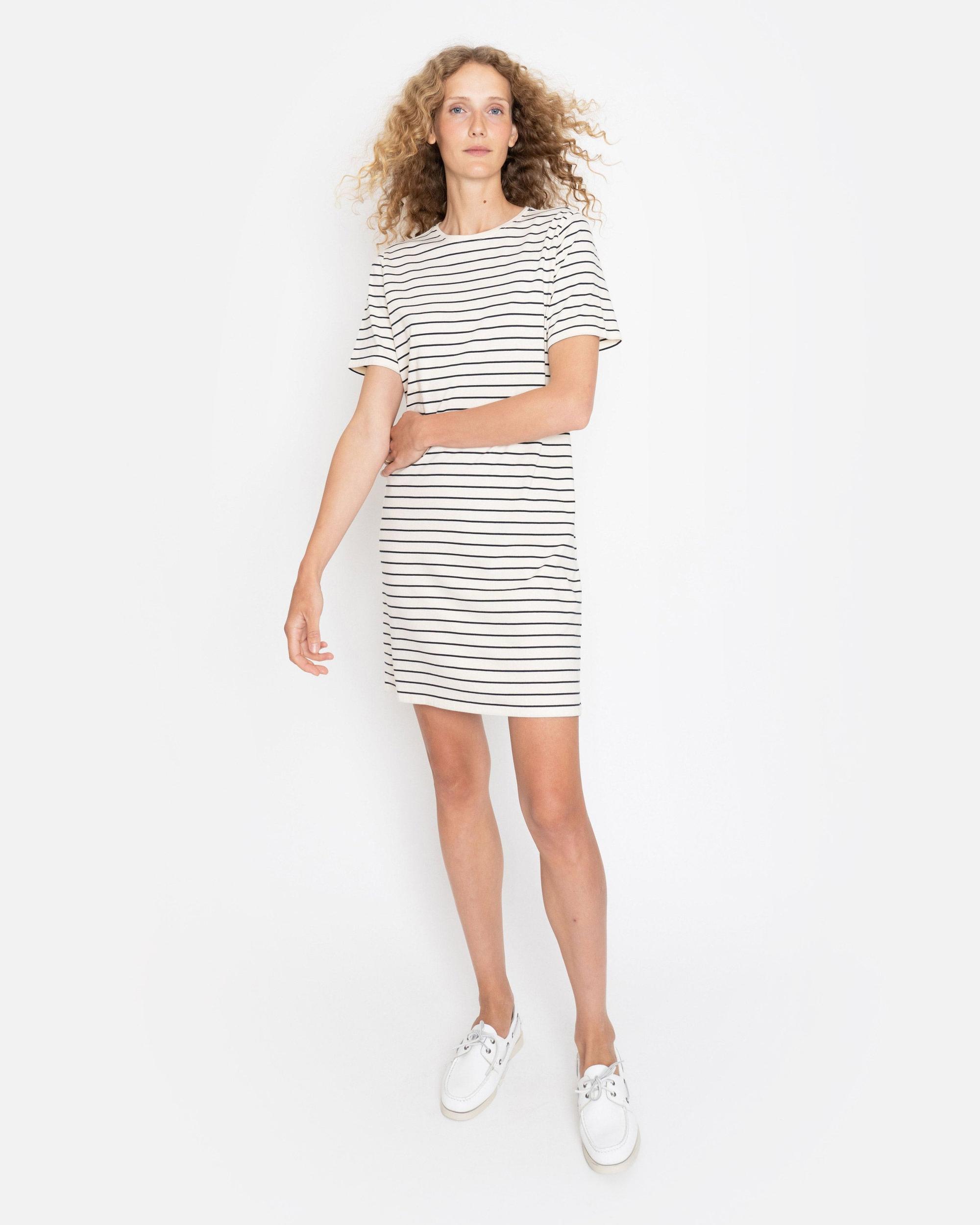 The Tee Dress - Cream/Navy Pinstripe Female Product Image
