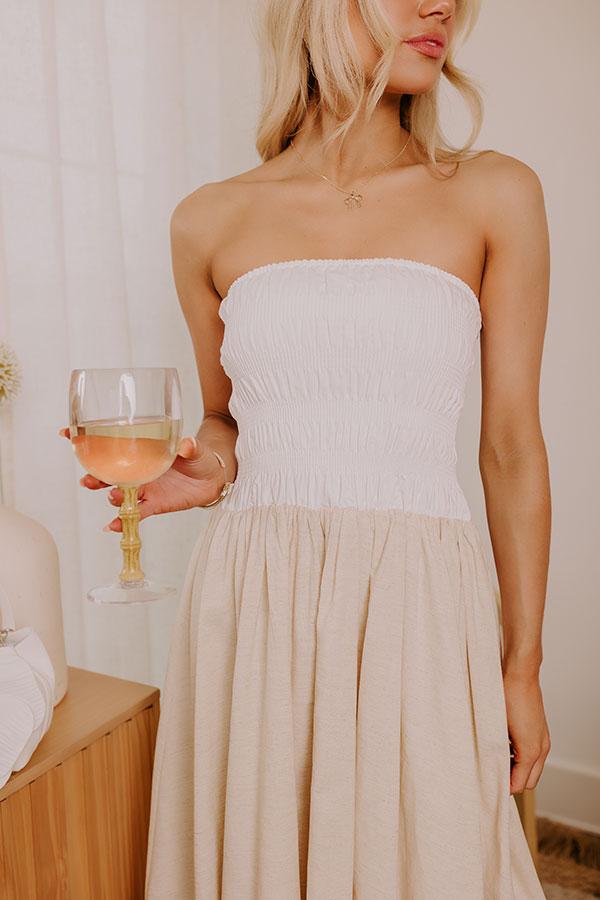 Coastal Cove Linen Midi Dress in White Product Image