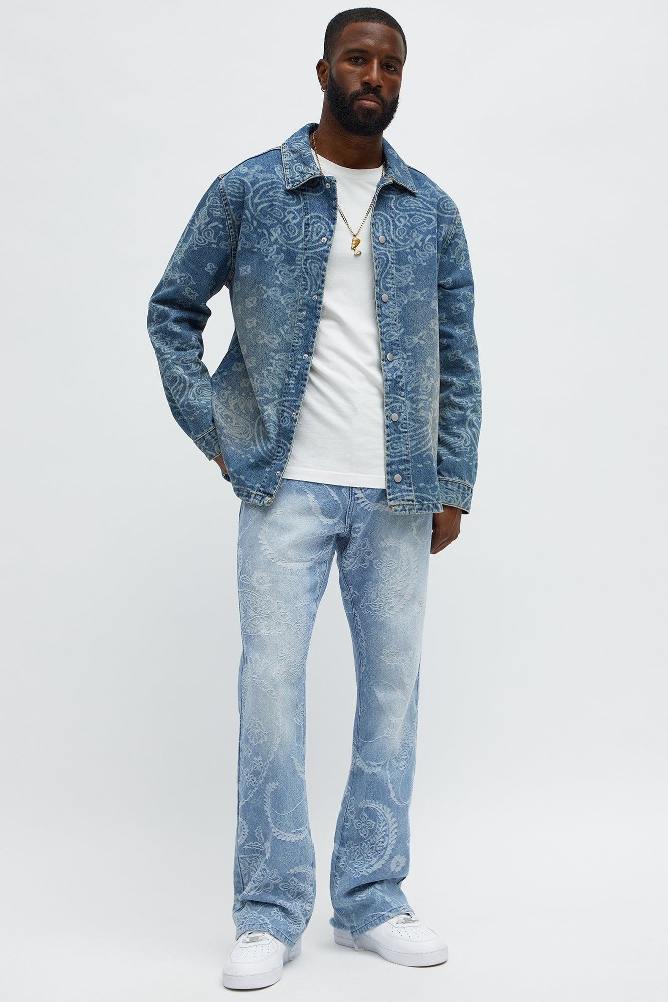Stacked Slim Flare Come And Get It Paisley Jeans - Medium Wash Male Product Image